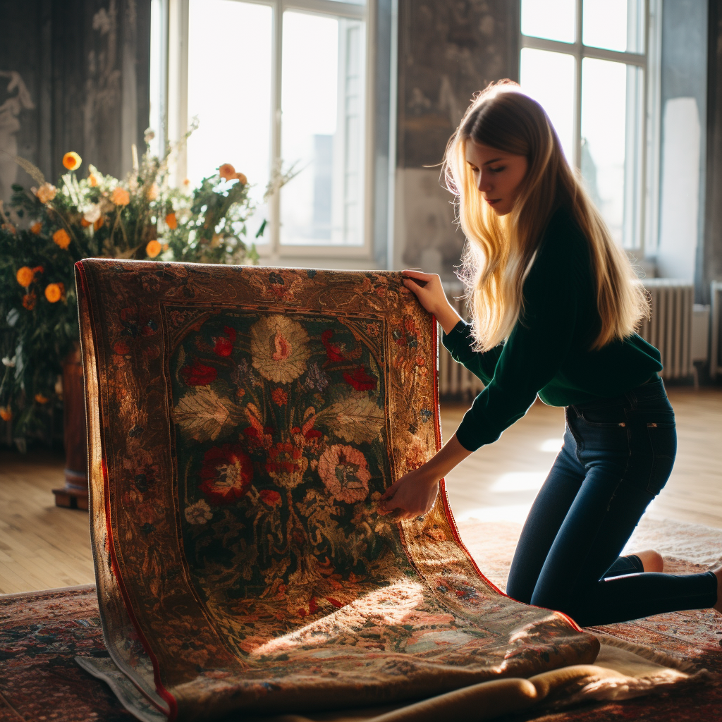 how to flatten a rolled rug