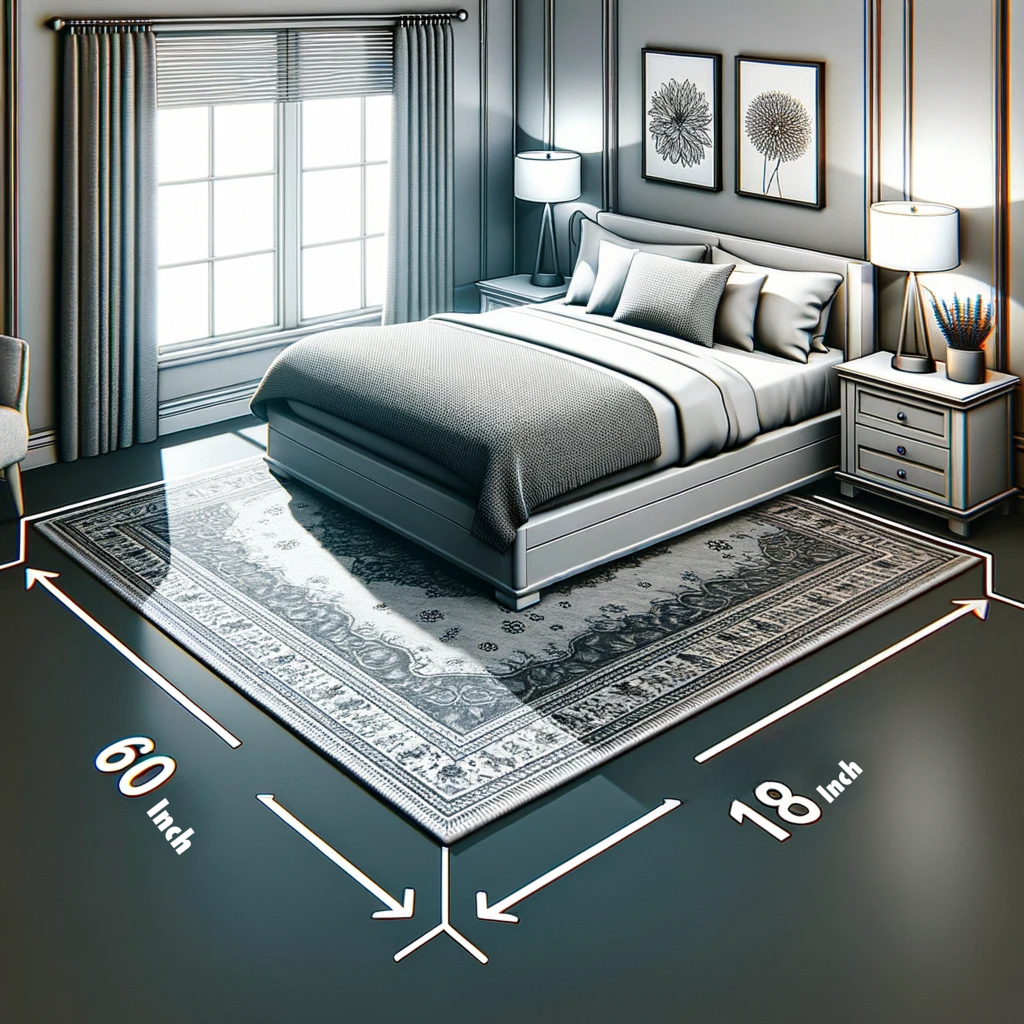 how to position area rug in a bedroom