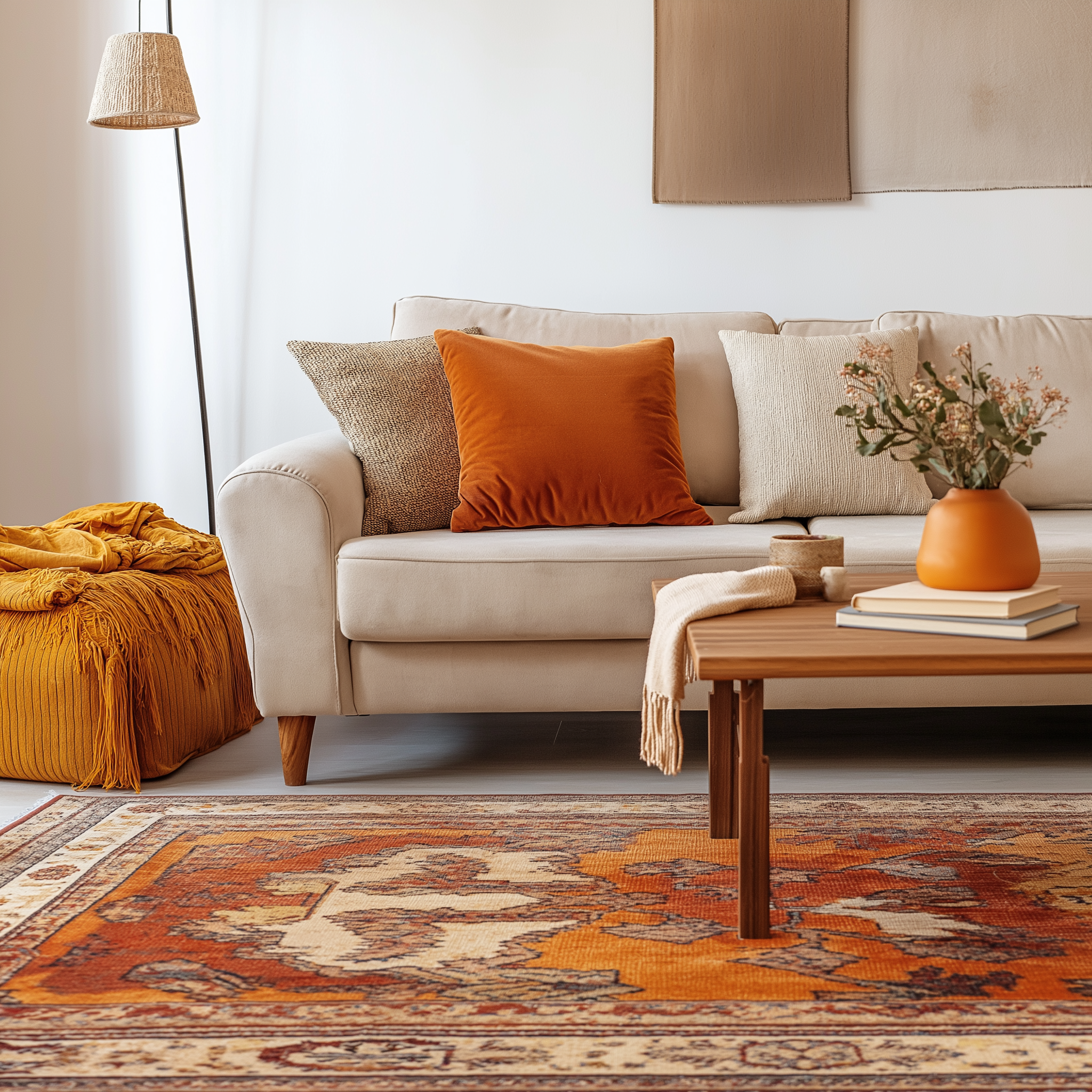 what color rug goes with beige couch