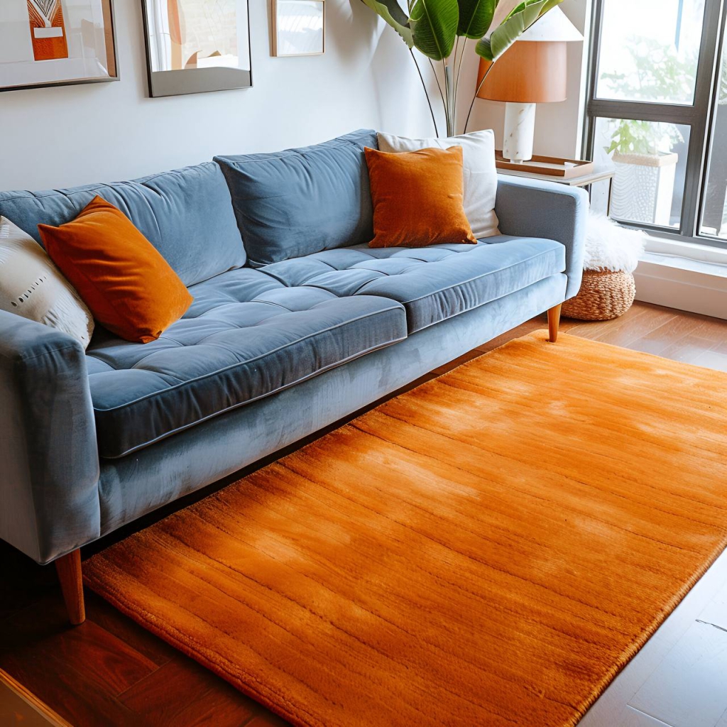 what color rug goes with blue couch