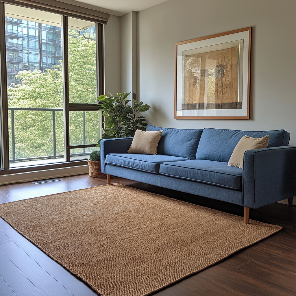 what color rug goes with blue couch