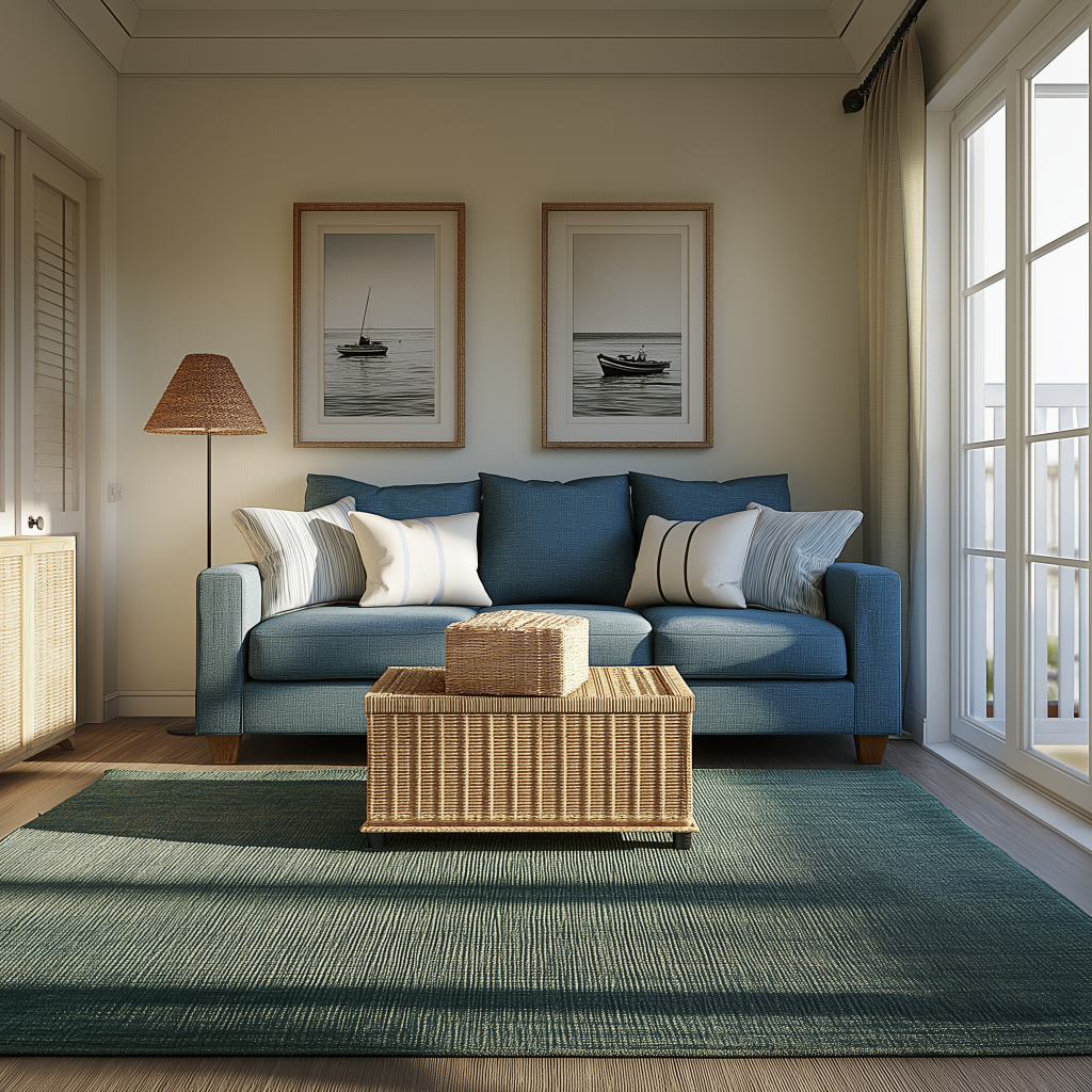 what color rug goes with blue couch