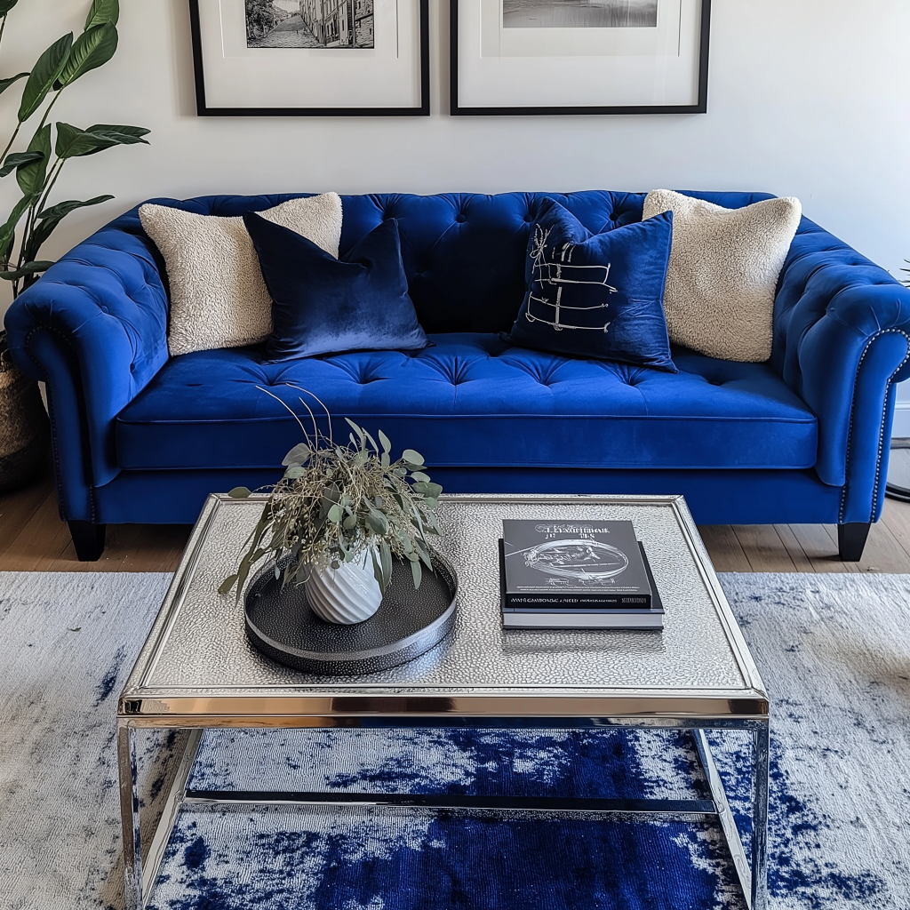 what color rug goes with blue couch