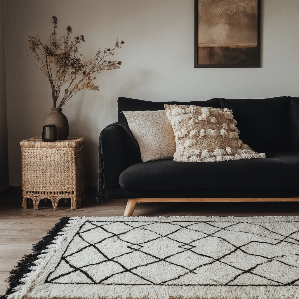 rug for black couch