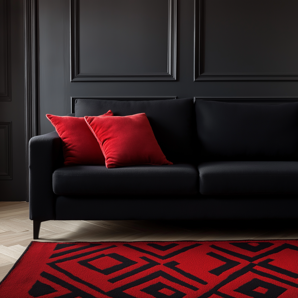 rug for black couch