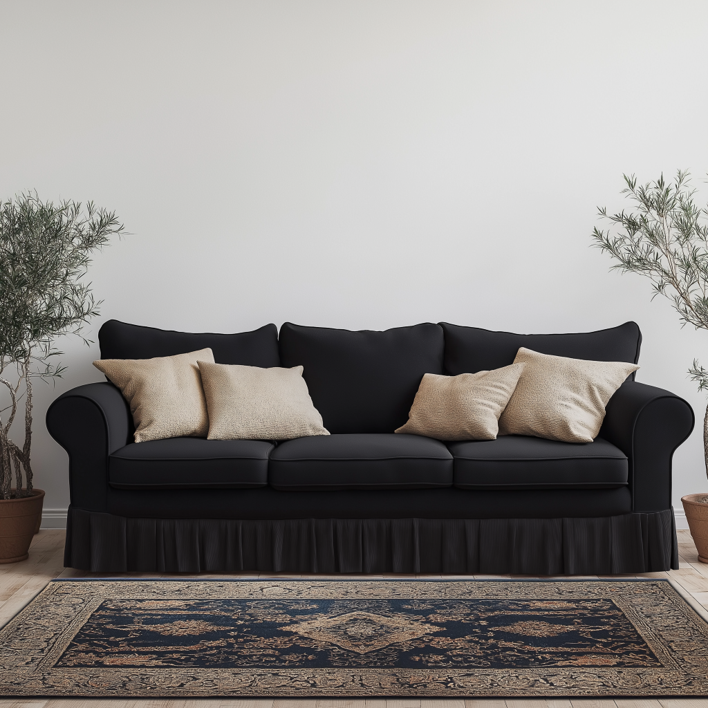 rug for black couch