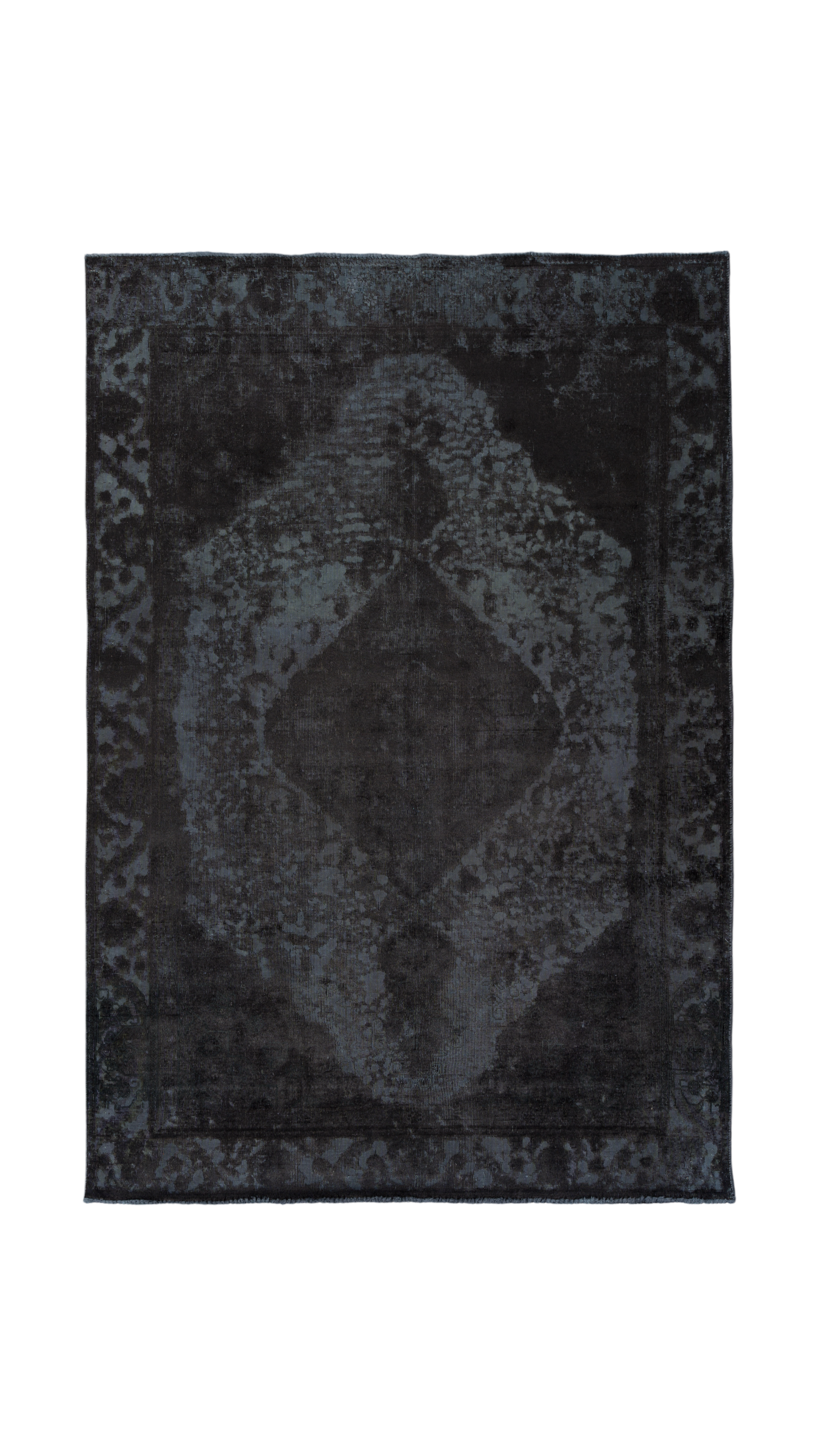 Colorful Vintage Tabriz Rectangle Black Rug 6x9 Wool-Cotton
