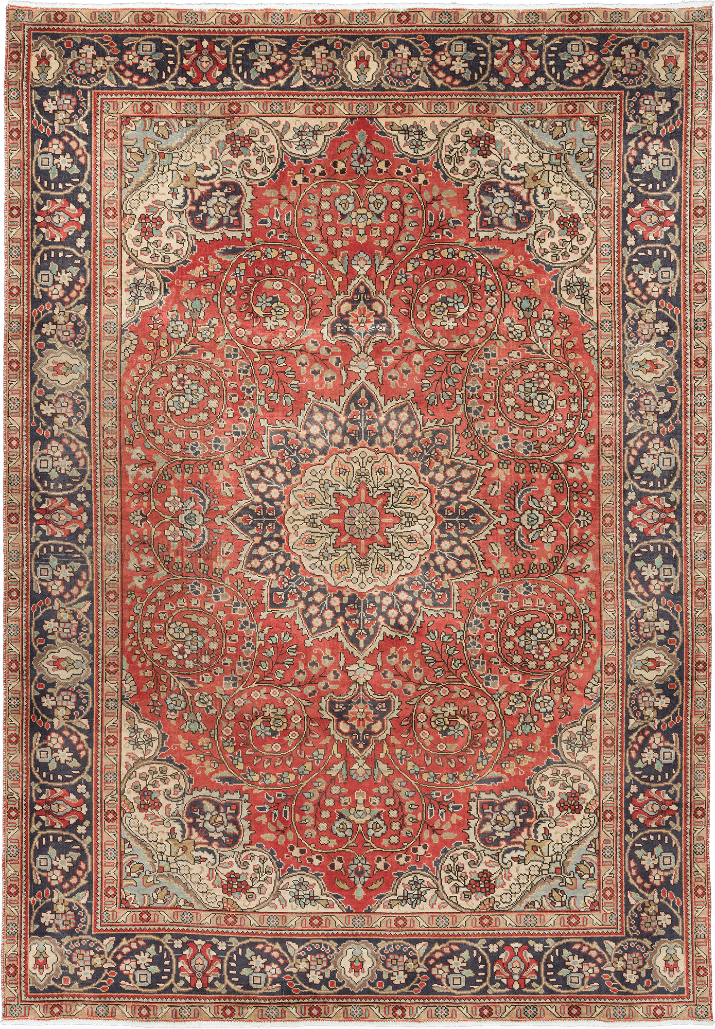 Patina Tabriz Rectangle Red Rug 7x10 Wool-Cotton