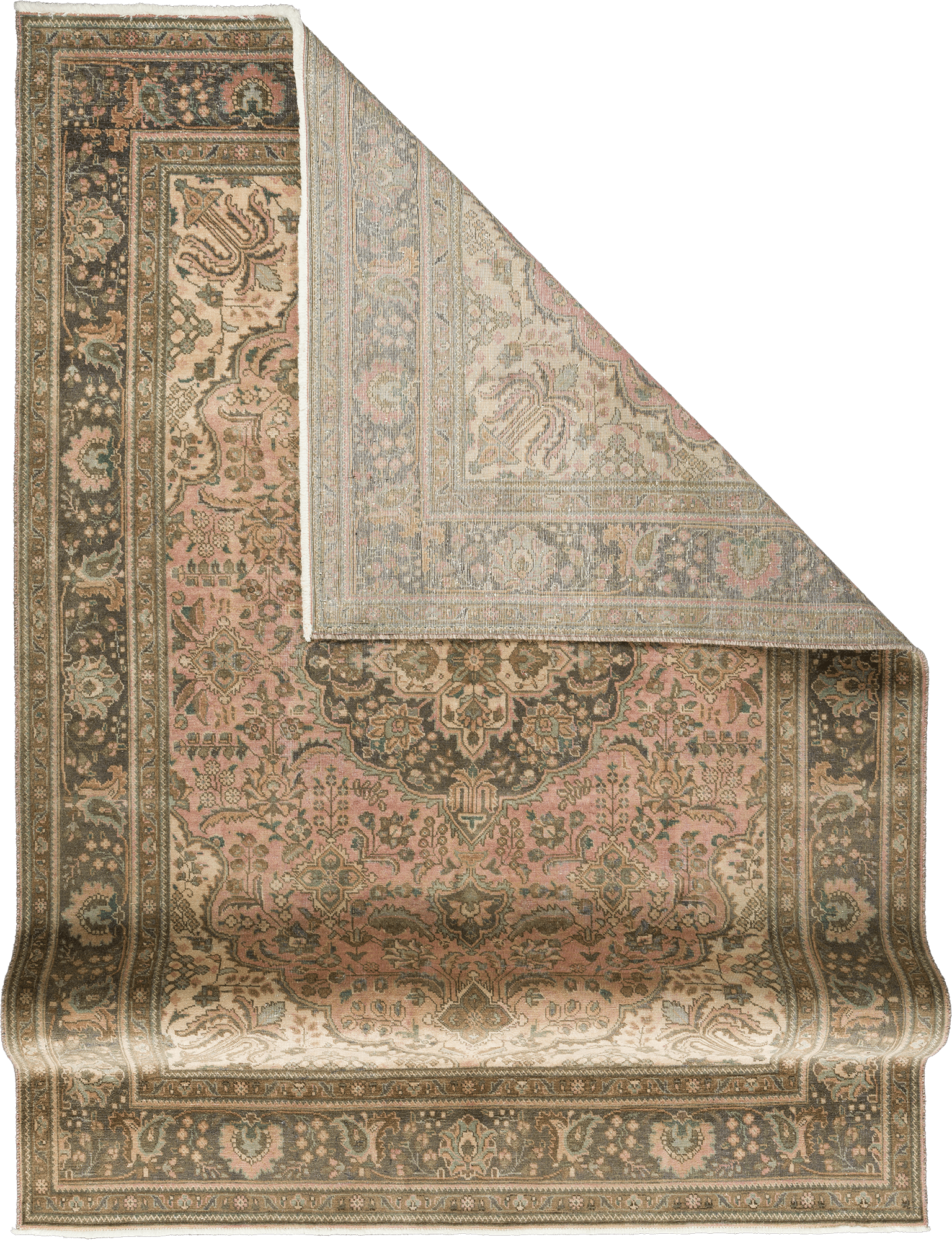 Modern Tabriz Rectangle Pink Rug 7x10 Wool-Cotton