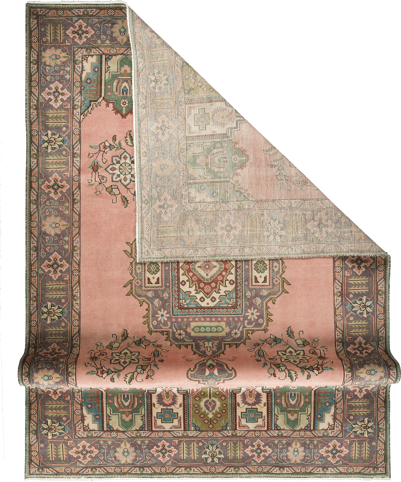 Patina Tabriz Rectangle Pink Rug 8x11 Wool-Cotton