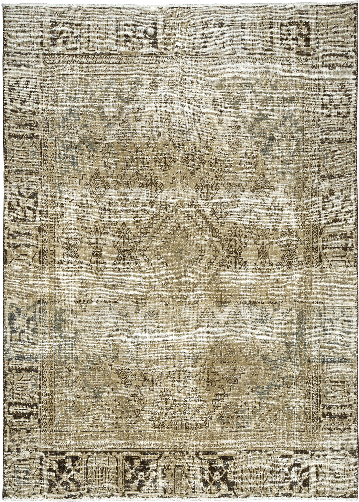 Modern Josheqan Rectangle Beige Rug 7x10 Wool-Cotton