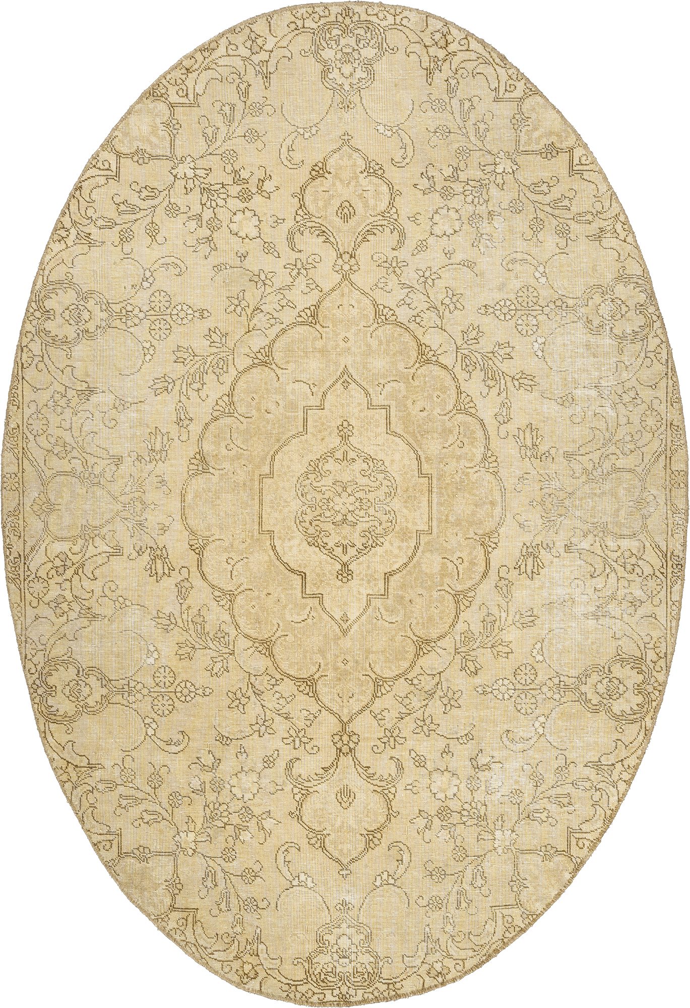 Modern Tabriz Oval Beige Rug 6x9 Wool-Cotton