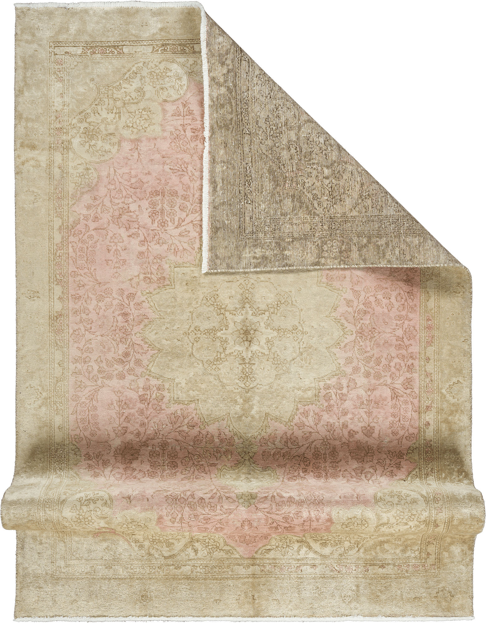 Modern Tabriz Rectangle Pink Rug 6x9 Wool-Cotton