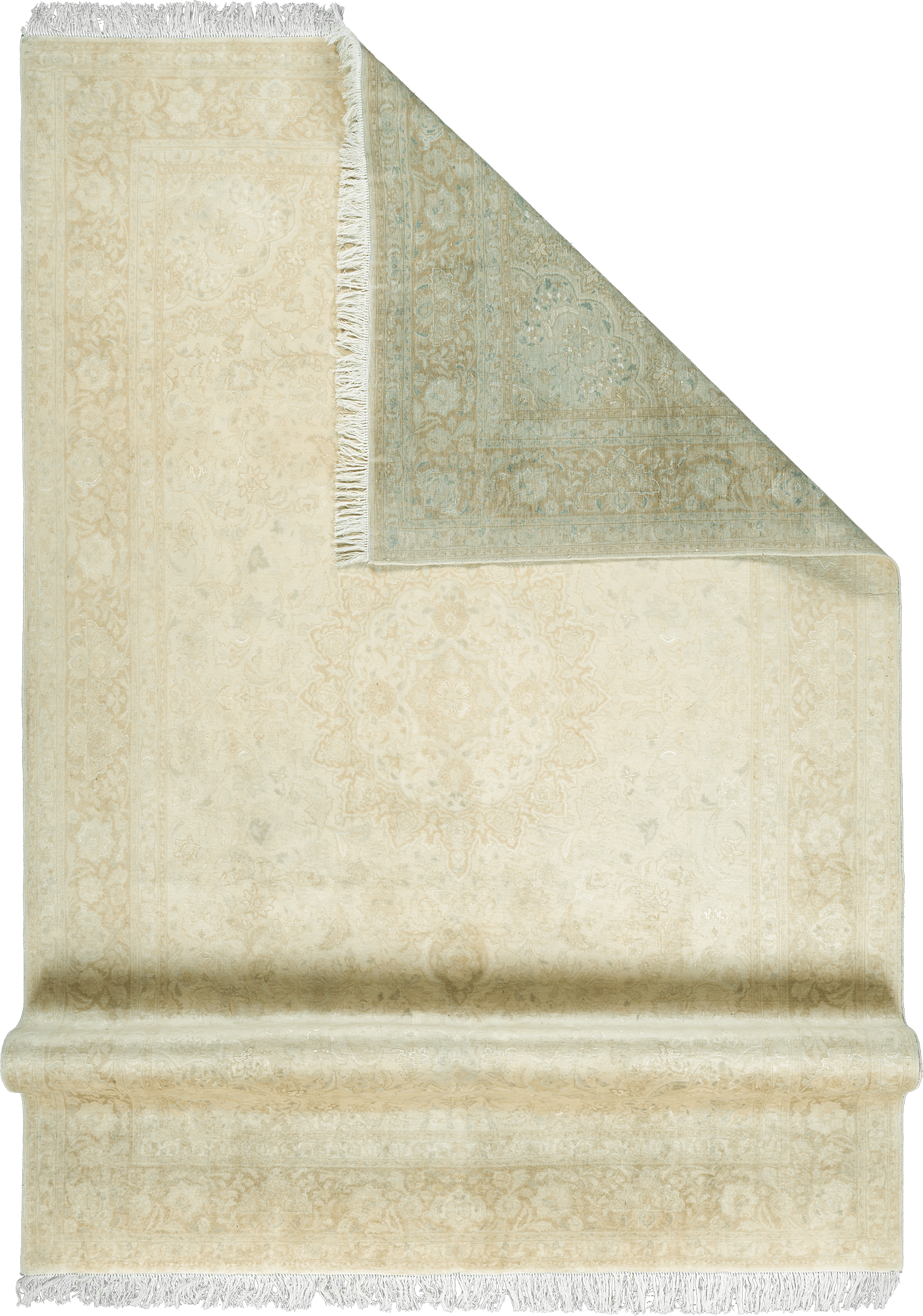 Patina Tabriz Rectangle Beige Rug 6x10 Wool-Silk