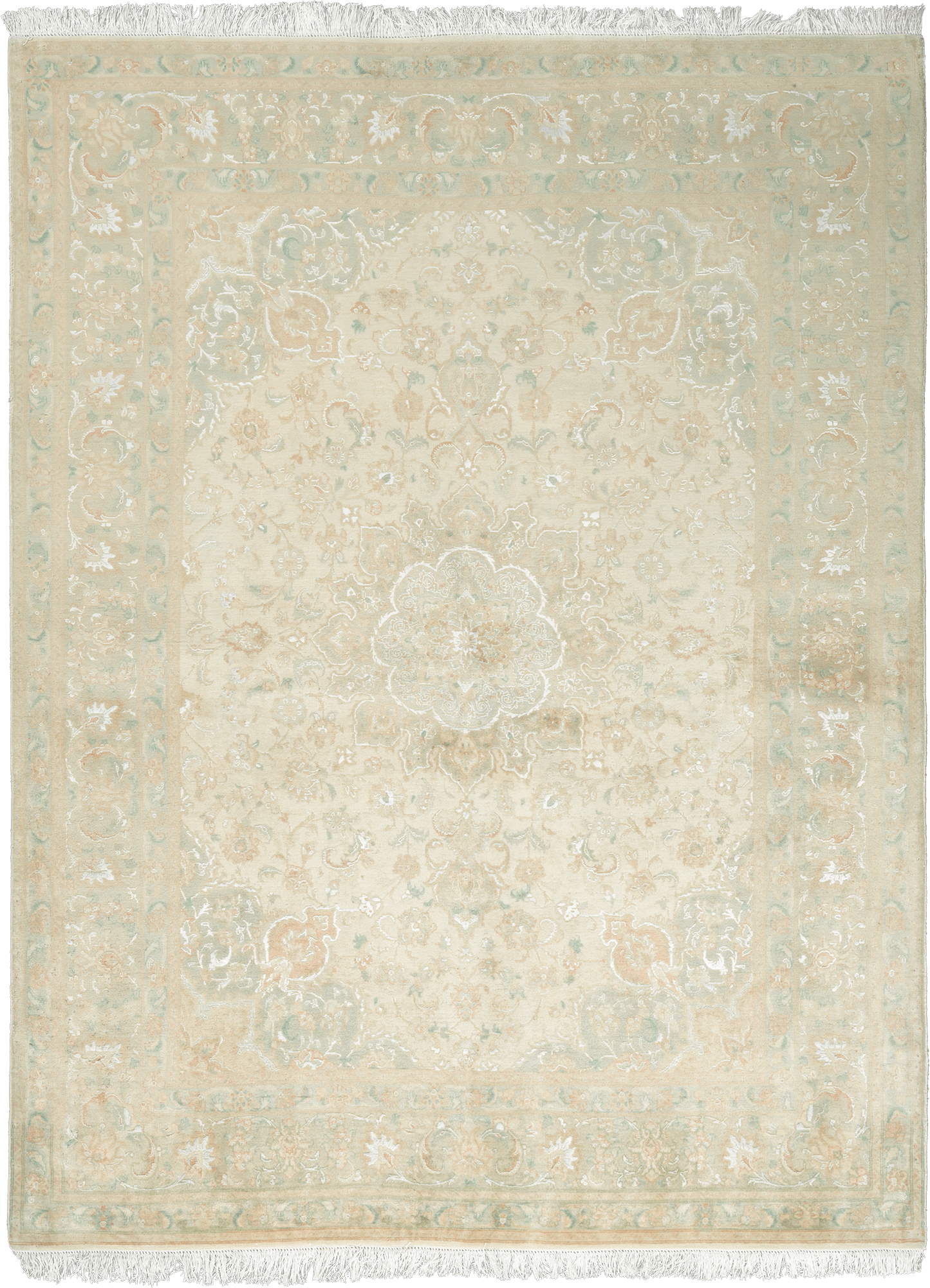 Patina Tabriz Rectangle Beige Rug 5x7 Wool-Silk