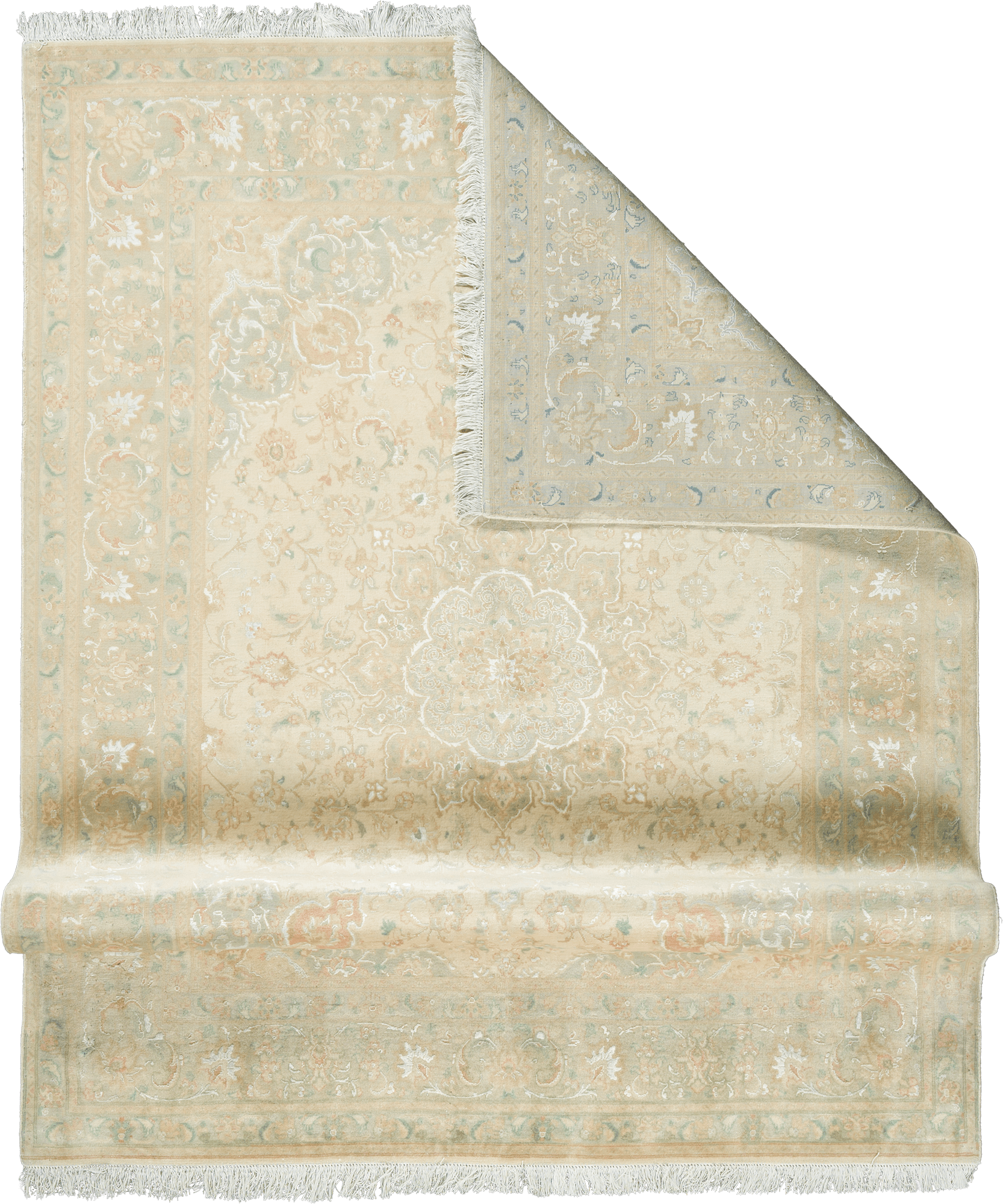 Patina Tabriz Rectangle Beige Rug 5x7 Wool-Silk