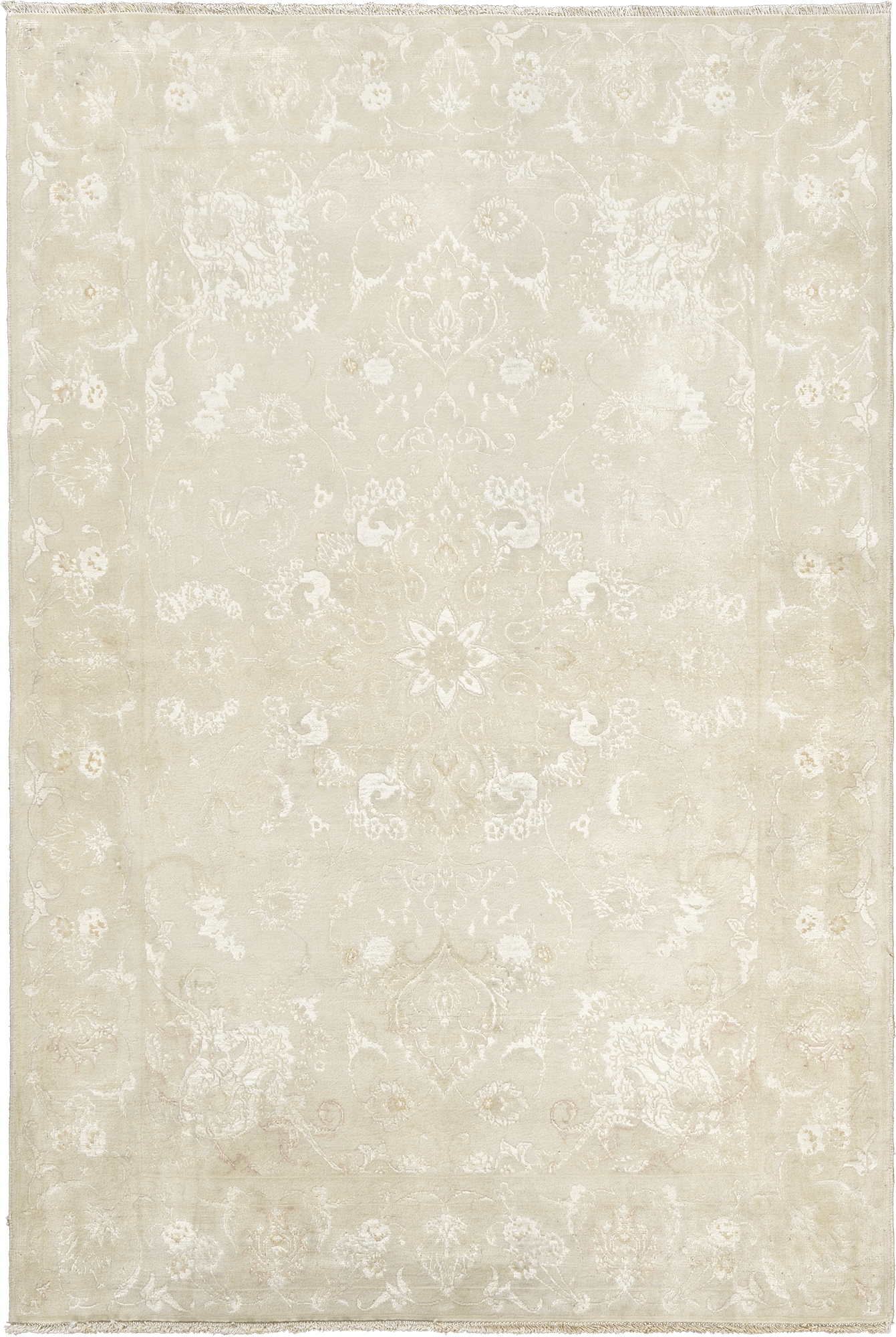 Patina Tabriz Rectangle White Rug 3x5 Wool-Silk