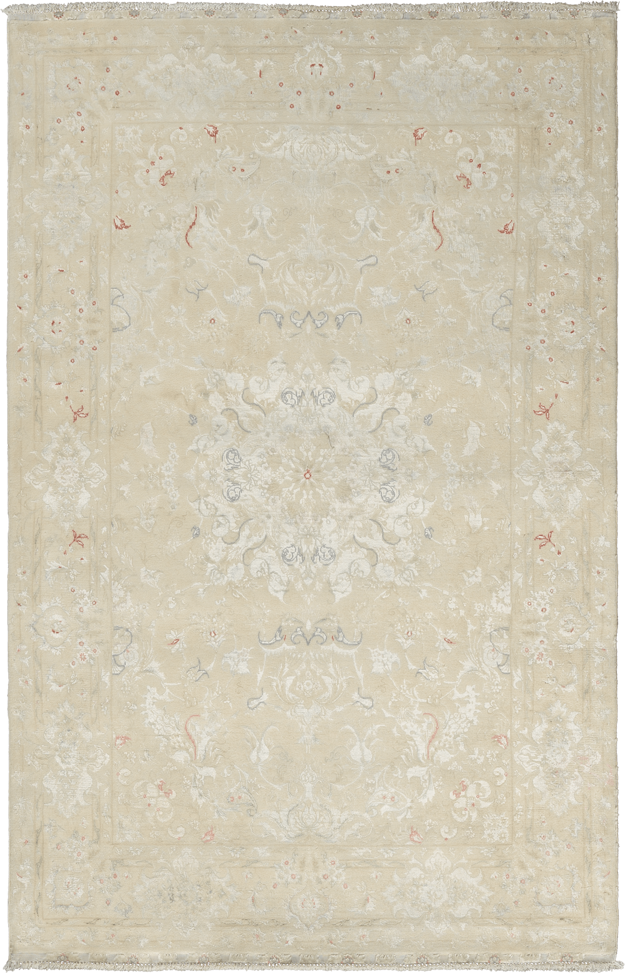 Patina Tabriz Rectangle Beige Rug 3x5 Wool-Silk