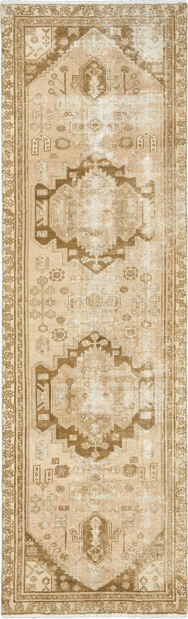 Modern Hamadan Runner Beige Rug 3x9 Wool-Cotton