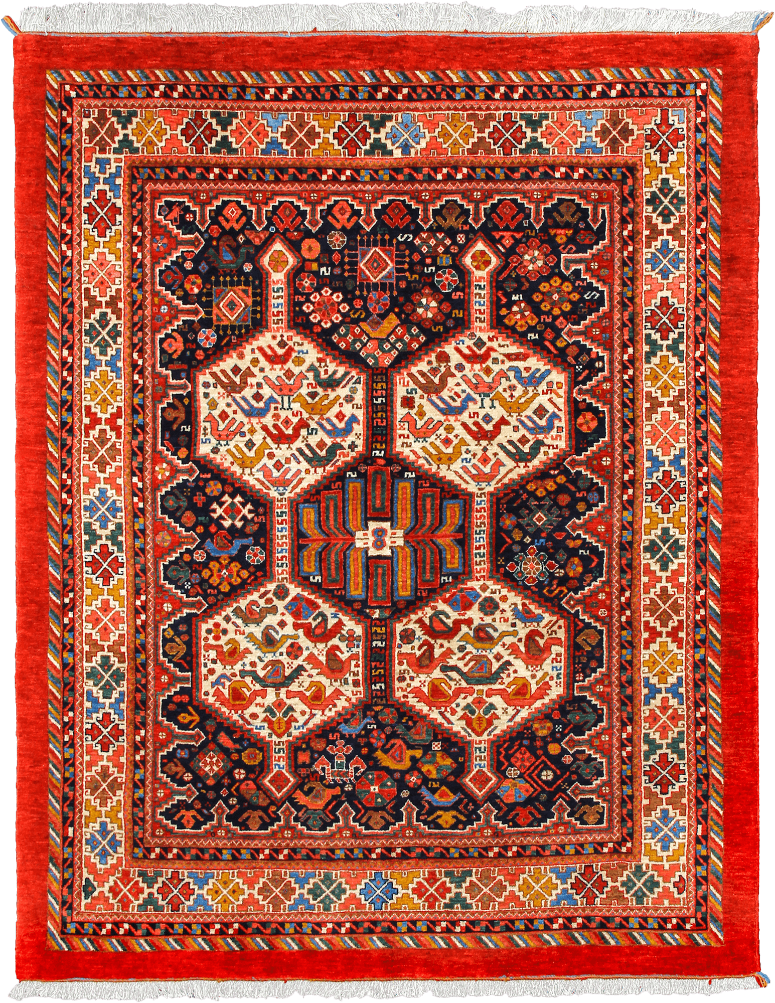 Heritage Qashqai Rectangle Multicolored Rug 5x6 Wool-Cotton