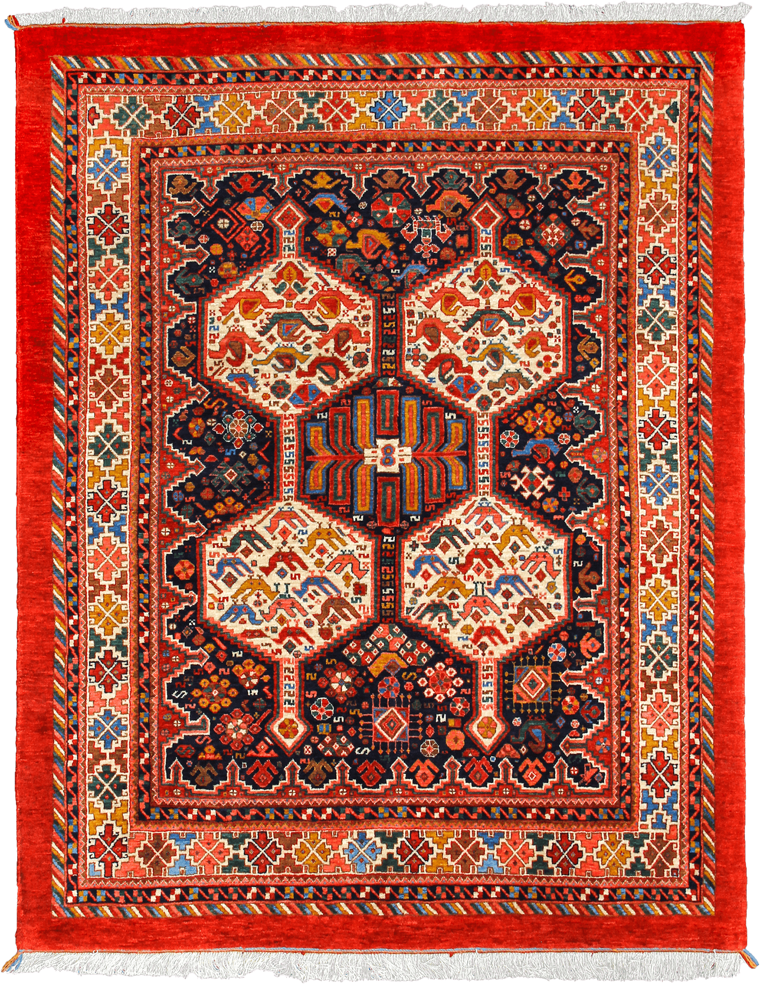 Heritage Qashqai Rectangle Multicolored Rug 5x6 Wool-Cotton