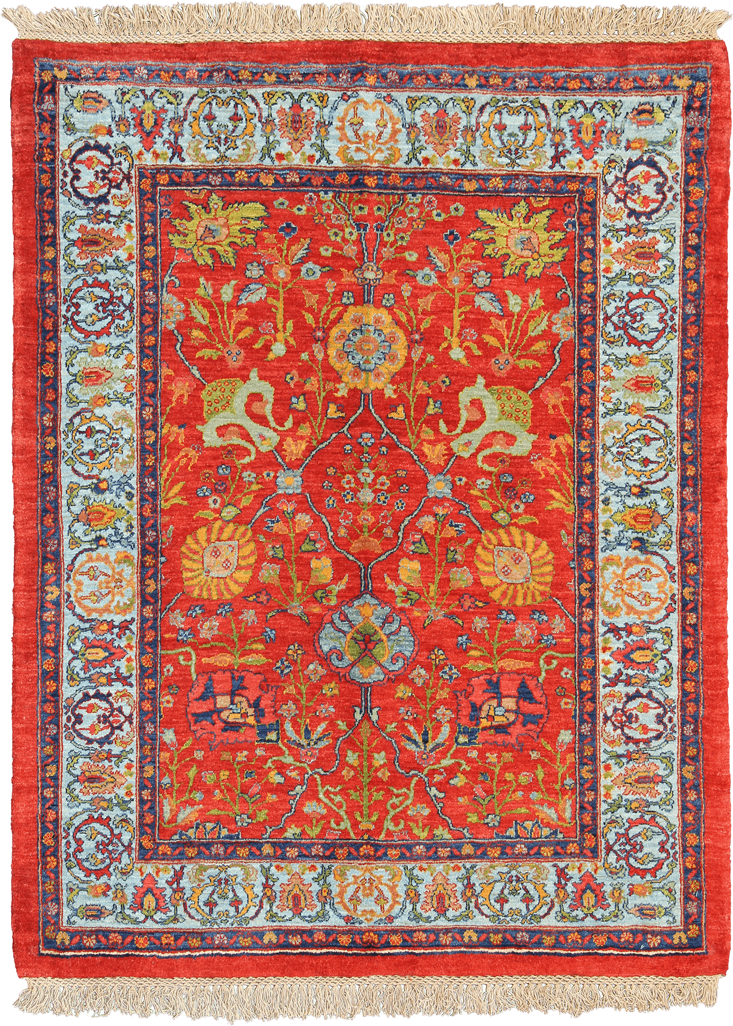 Newly Woven Heritage Bidjar Rectangle Red Rug 4x5 Wool-Cotton