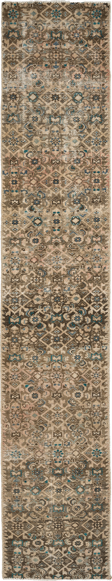 Modern Ardebil Runner Brown Rug 2x10 Wool-Cotton