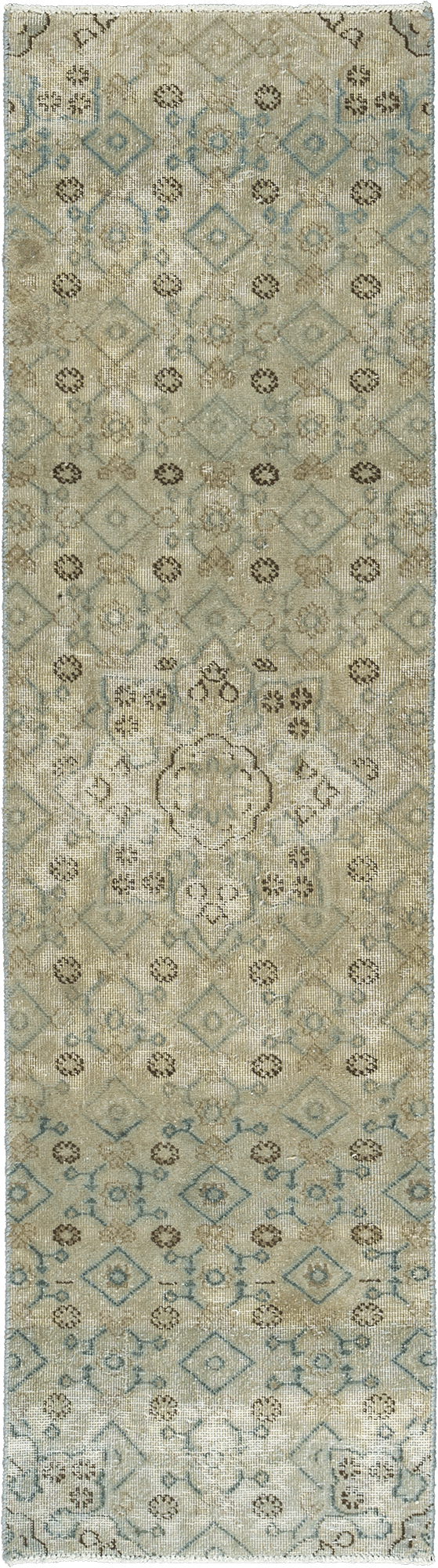 Modern Tabriz Runner Grey Rug 2x7 Wool-Cotton