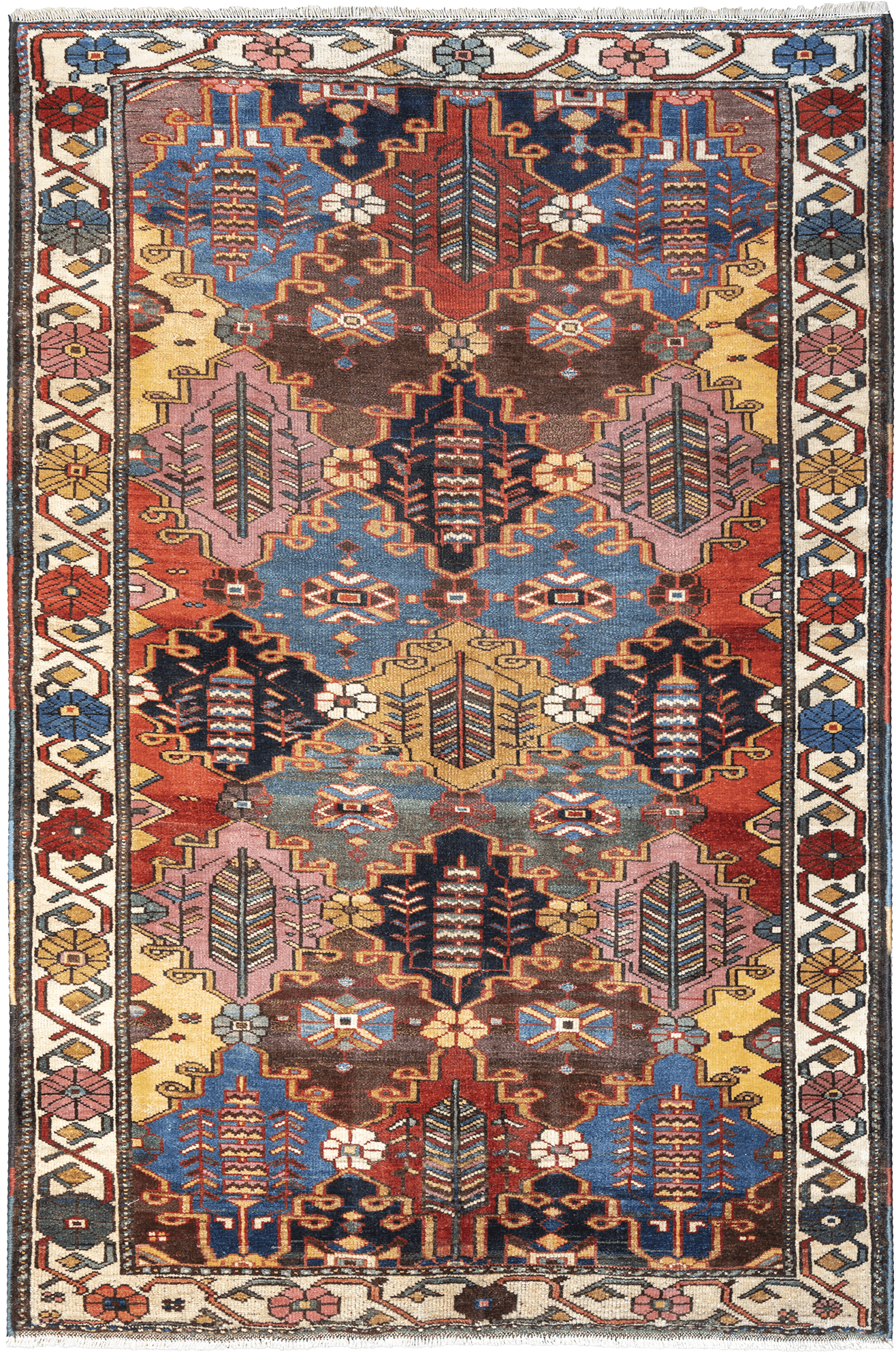 Heritage Bakhtiari Rectangle Multicolored Rug 4x7 Wool-Cotton