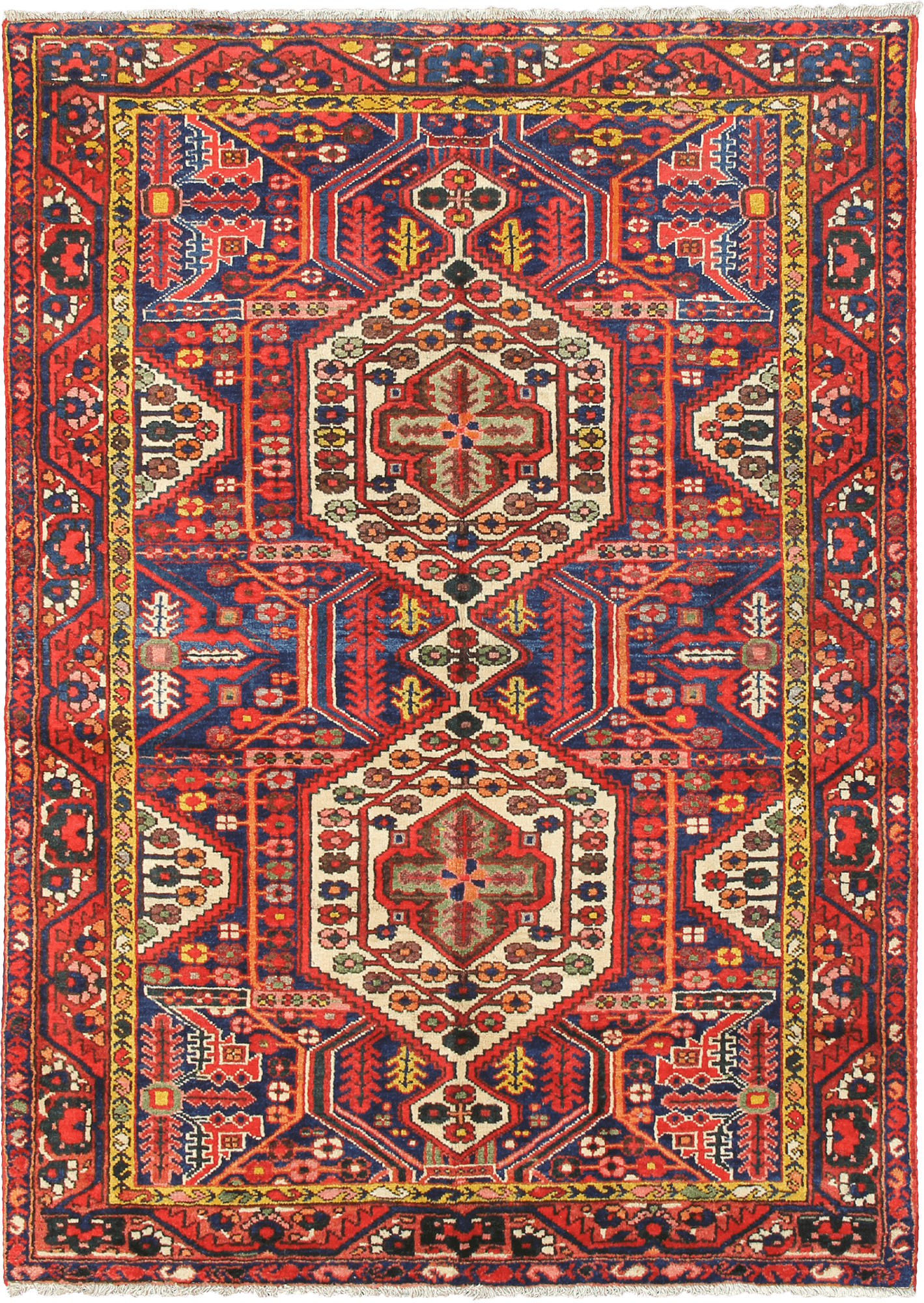 Heritage Bakhtiari Rectangle Multicolored Rug 5x7 Wool-Cotton