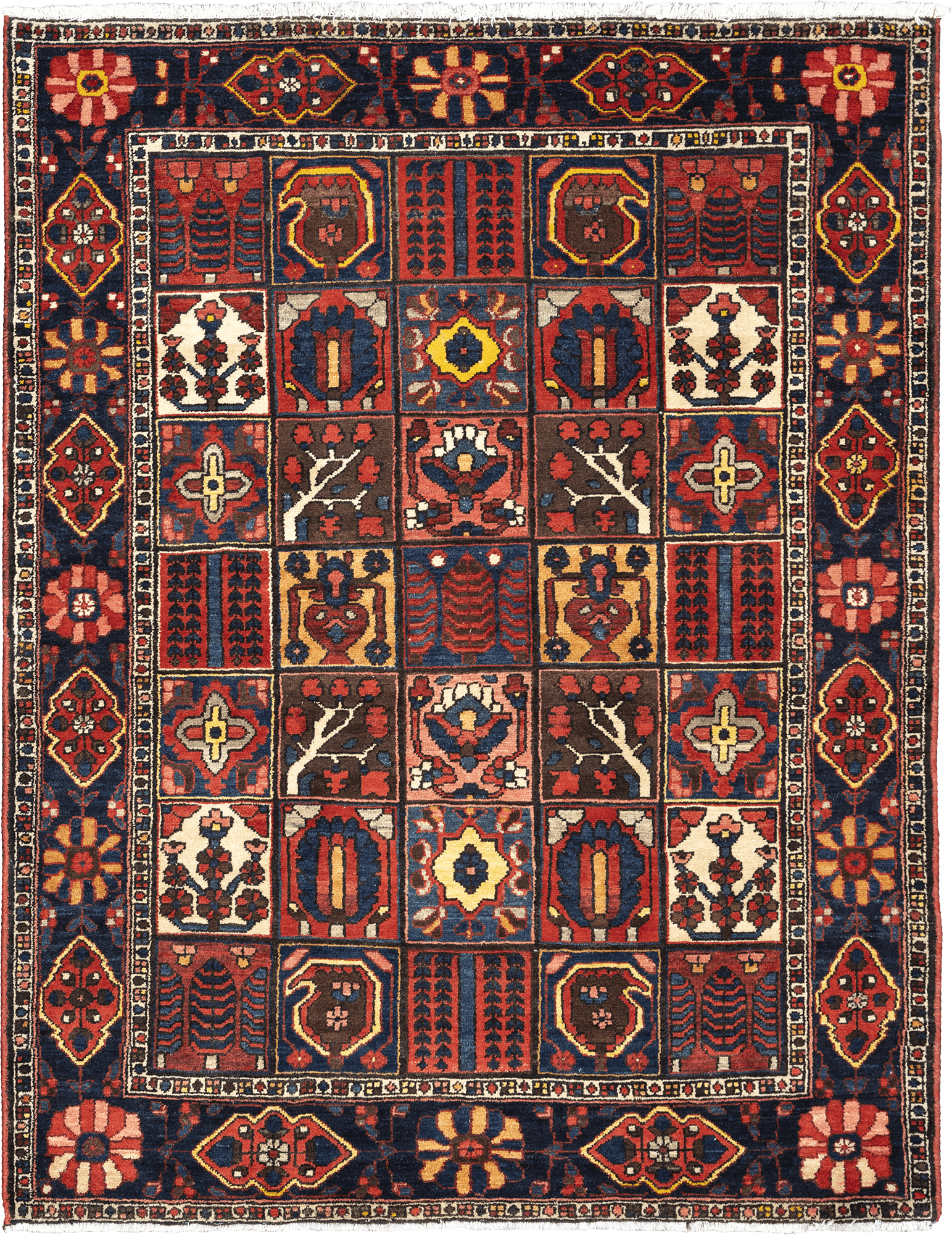 Heritage Bakhtiari Rectangle Multicolored Rug 5x7 Wool-Cotton
