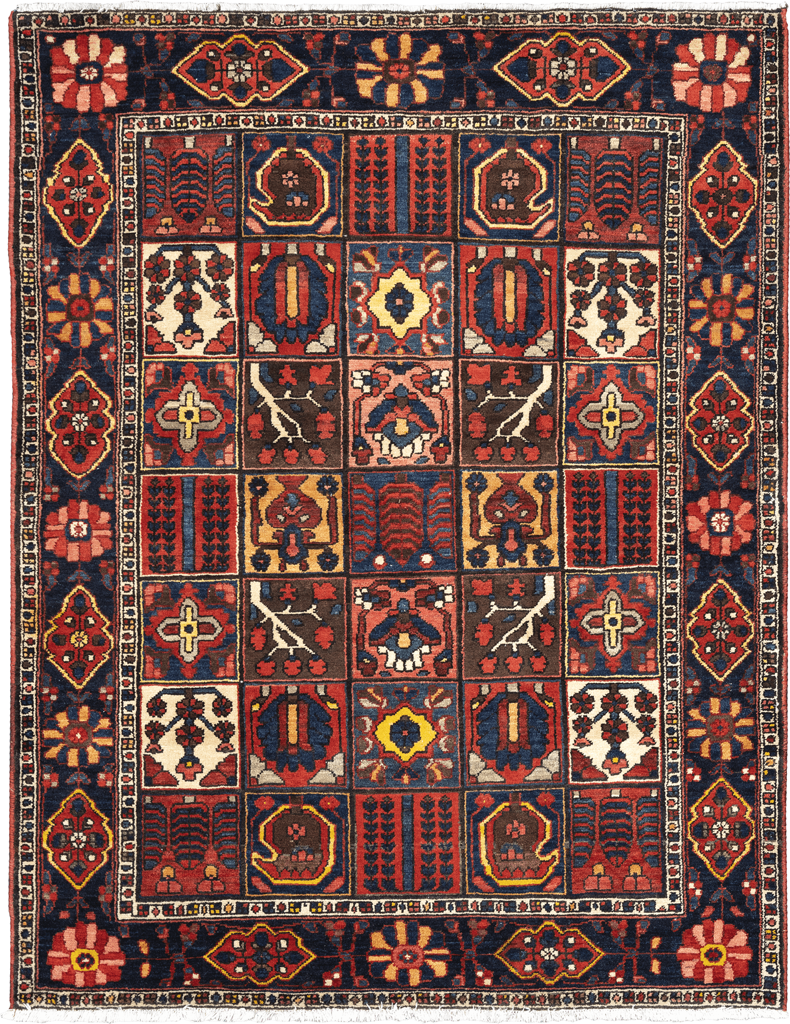 Heritage Bakhtiari Rectangle Multicolored Rug 5x7 Wool-Cotton