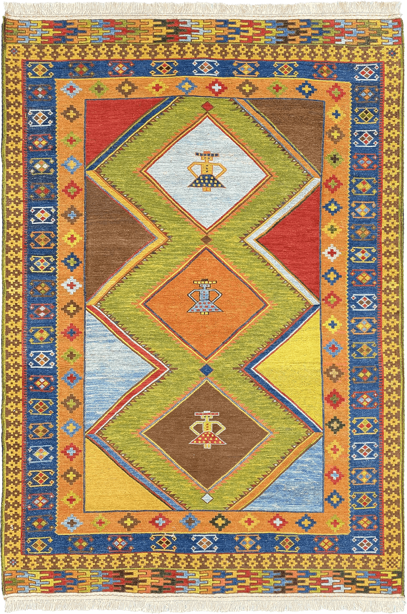 Kilim Southern Persia Rectangle Multicolored Rug 5x7 Wool