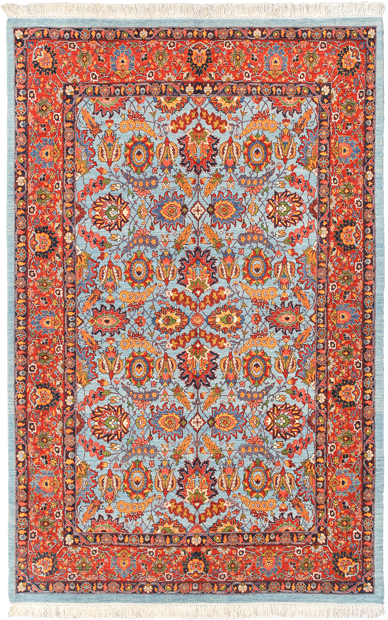 Heritage Tabriz Rectangle Blue Rug 5x7 Wool-Cotton