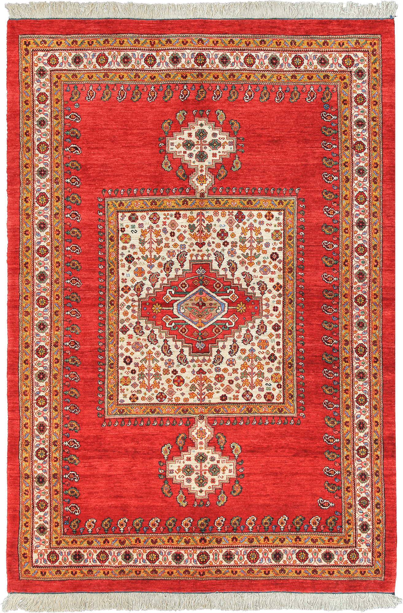 Heritage Qashqai Rectangle Red Rug 5x7 Wool-Cotton