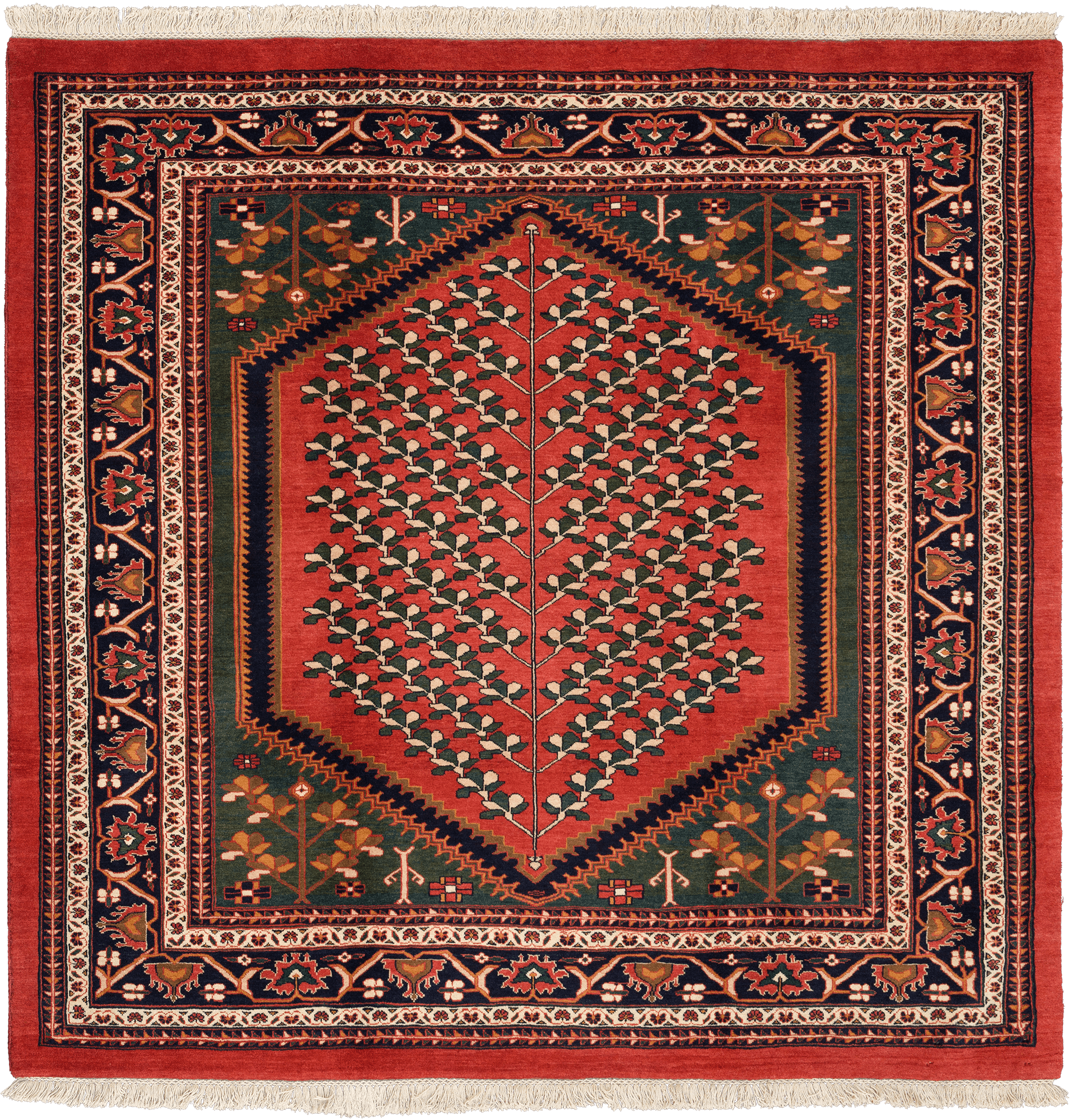 Heritage Qashqai Square Red Rug 6x6 Wool-Cotton