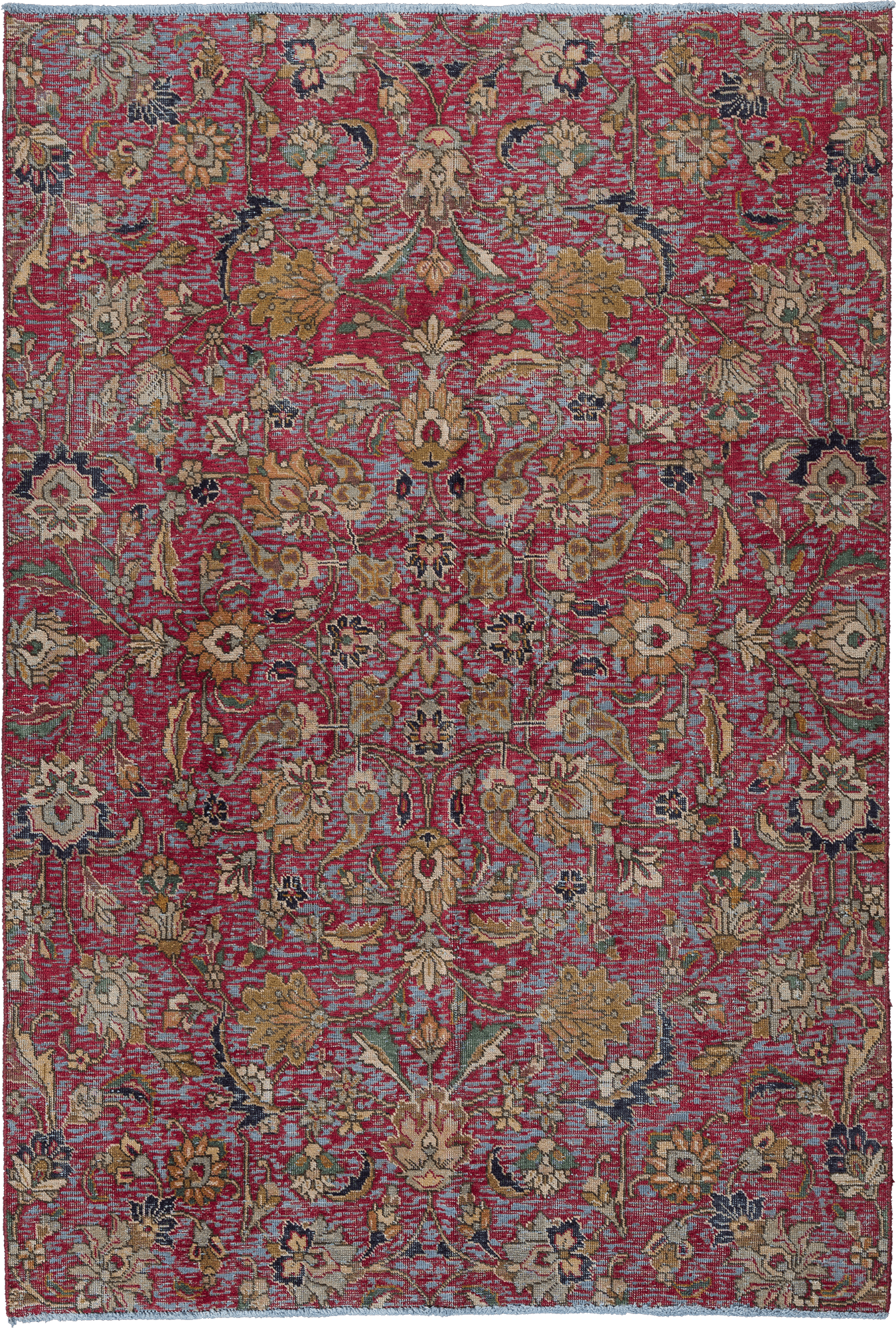 Modern Tabriz Rectangle Red Rug 5x8 Wool-Cotton