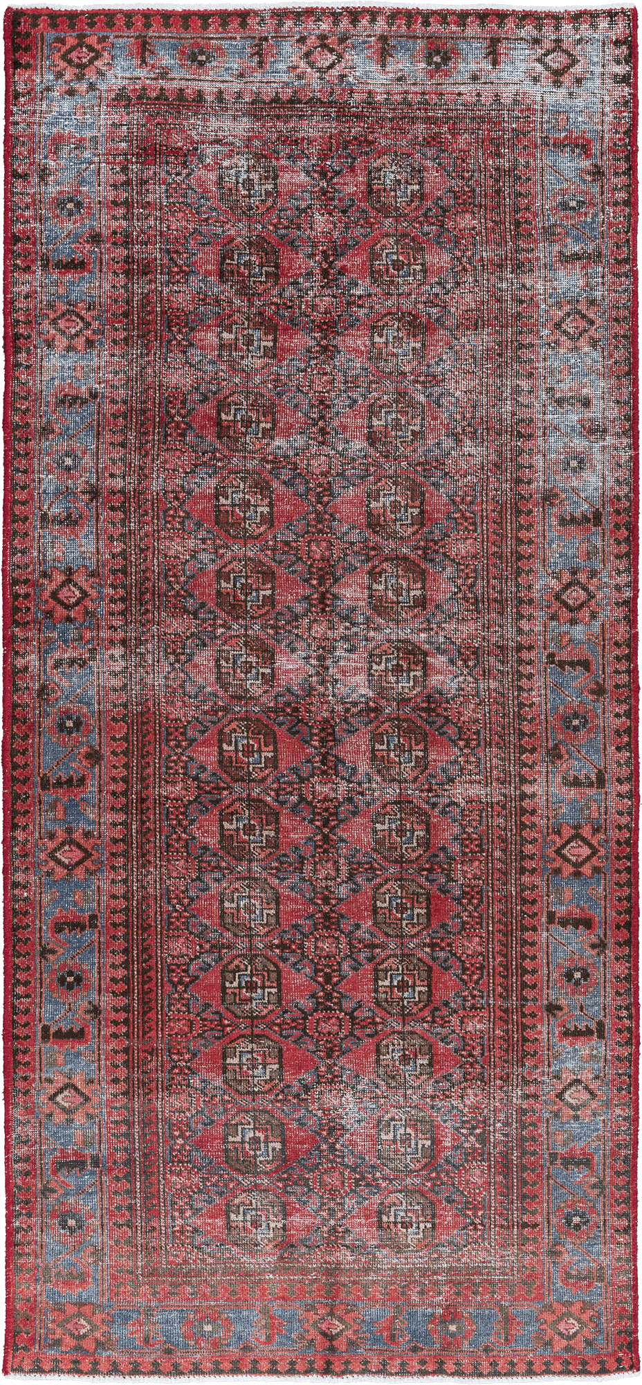 Modern Baluch Rectangle Red Rug 4x9 Wool-Cotton