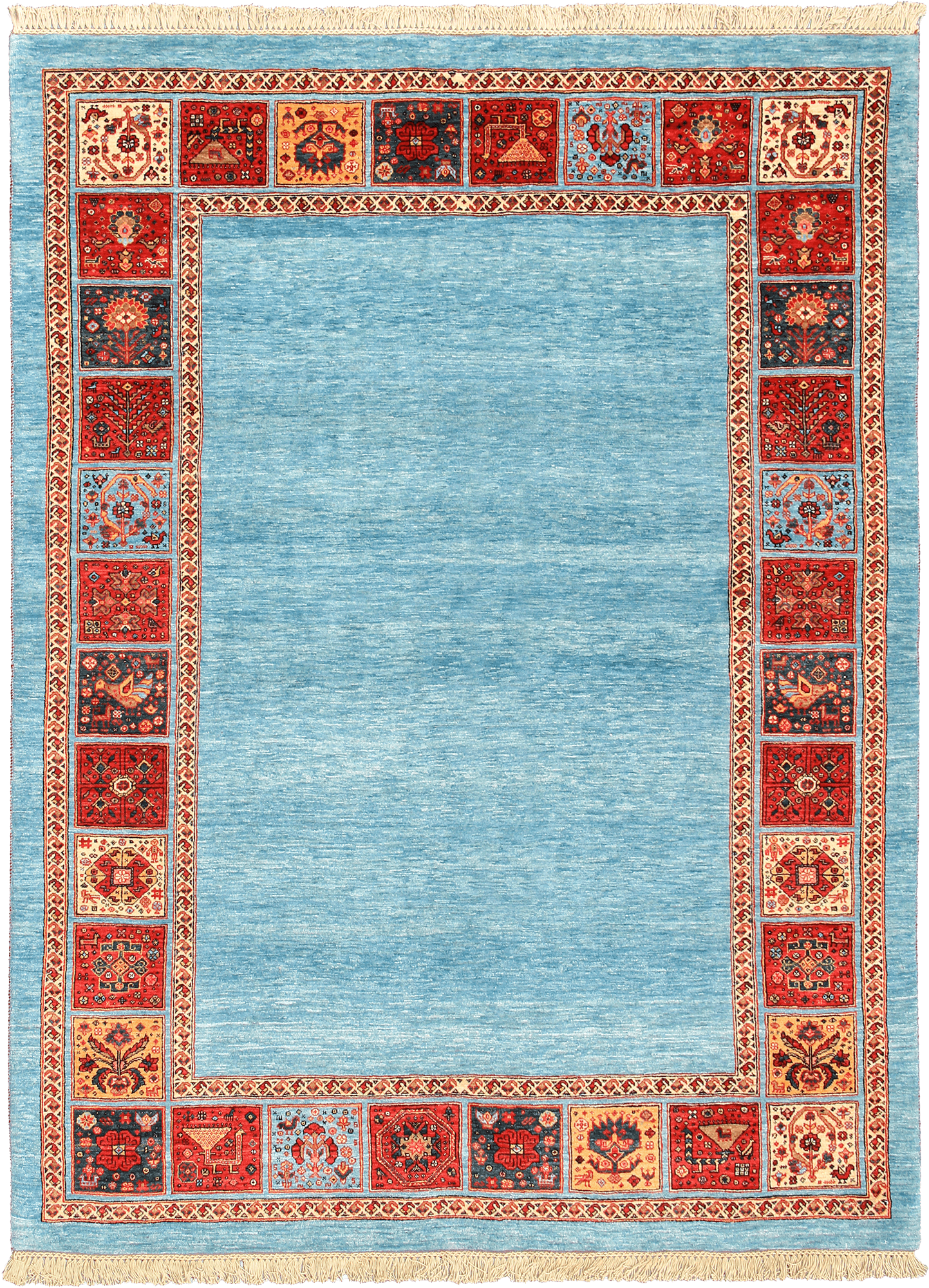 Heritage Qashqai Rectangle Blue Rug 6x8 Wool-Cotton