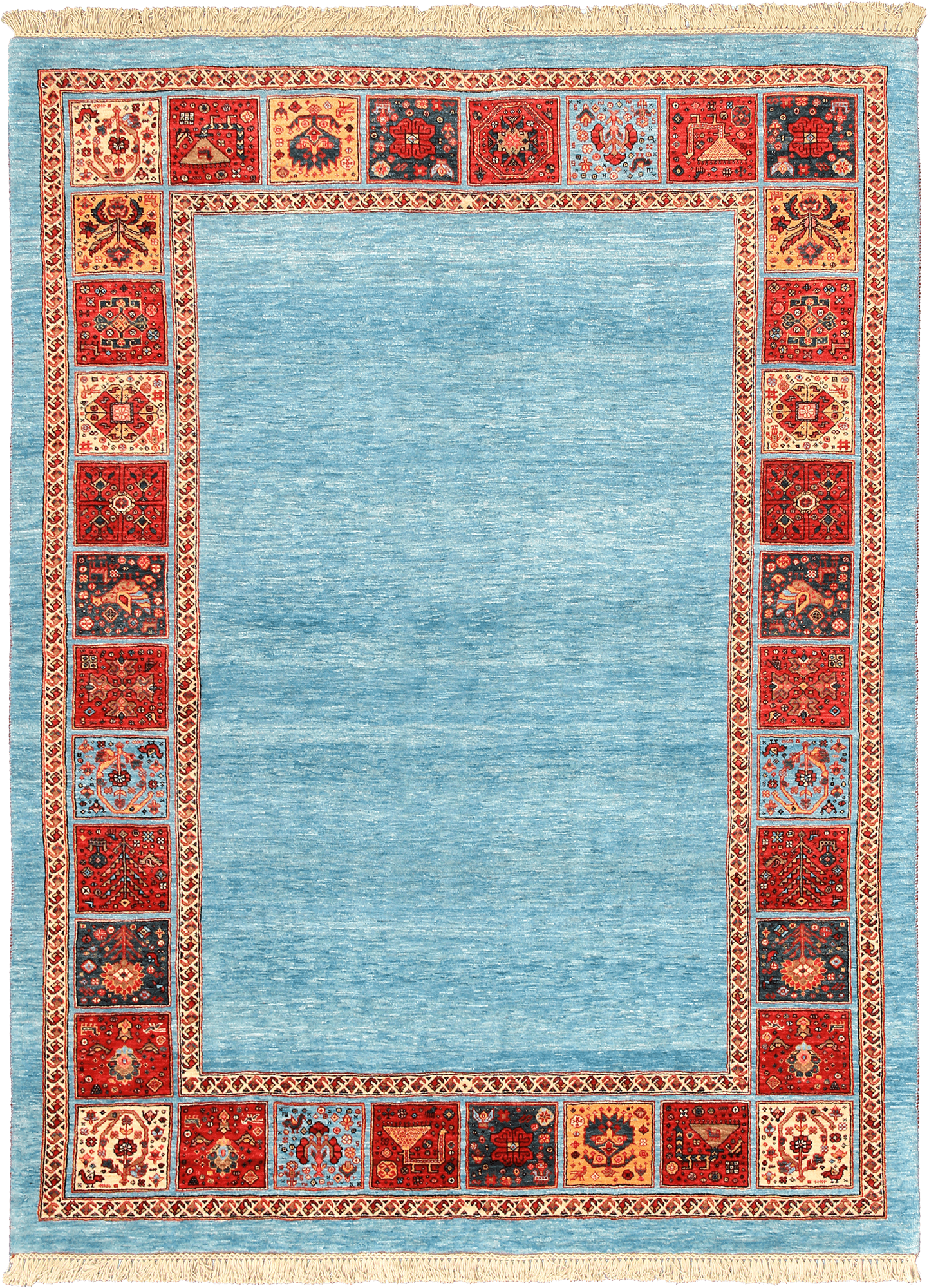 Heritage Qashqai Rectangle Blue Rug 6x8 Wool-Cotton