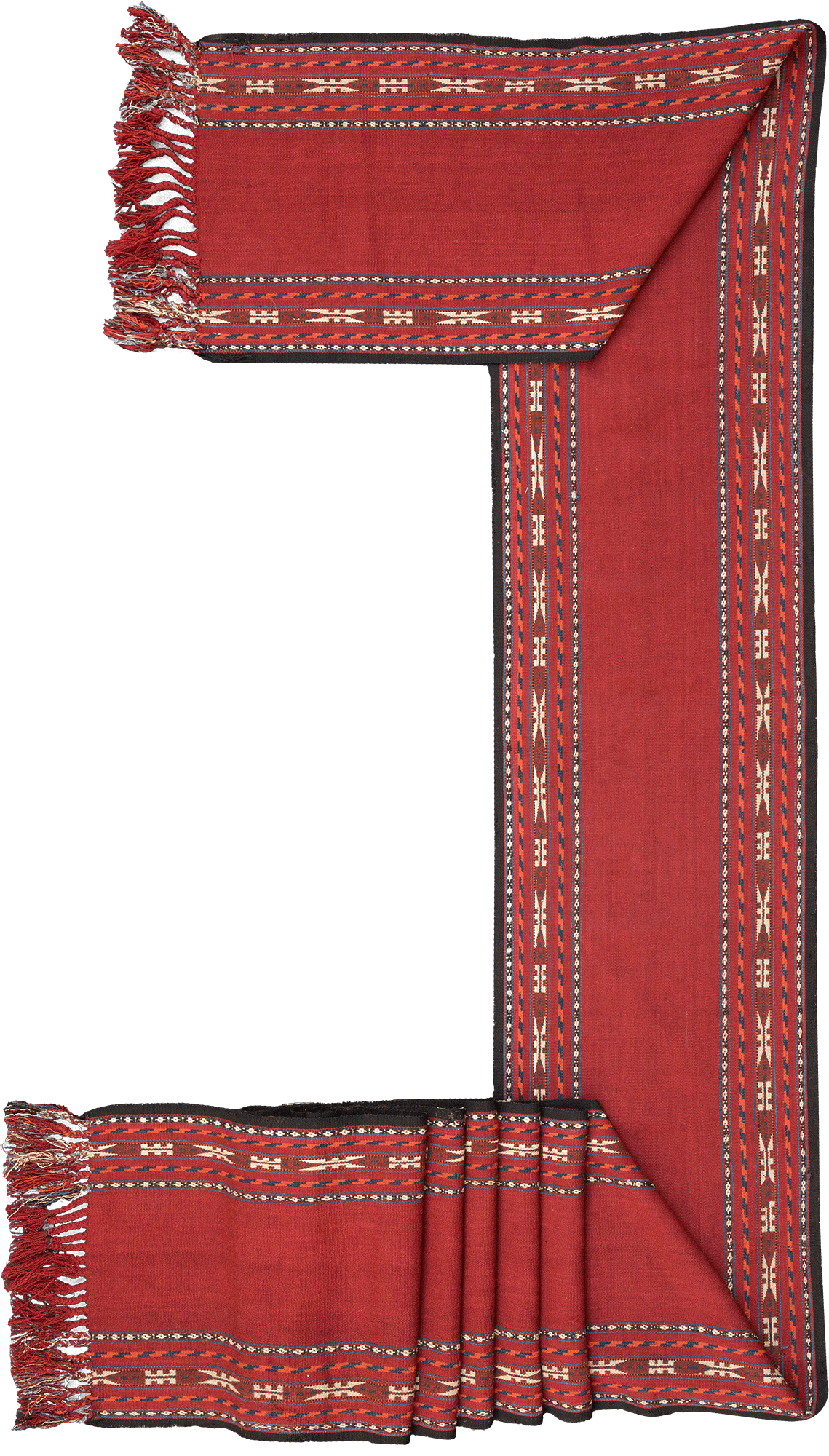 Kilim Turkman Runner Red Rug 2x27 Wool-Cotton