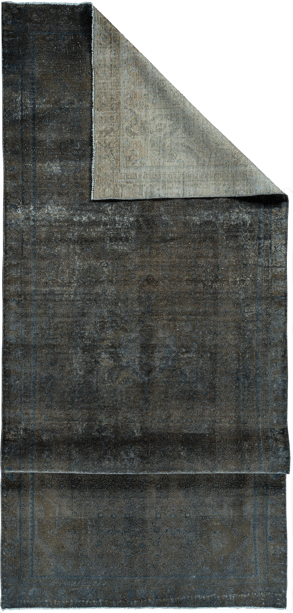 Colorful Vintage Tabriz Rectangle Grey Rug 5x11 Wool-Cotton