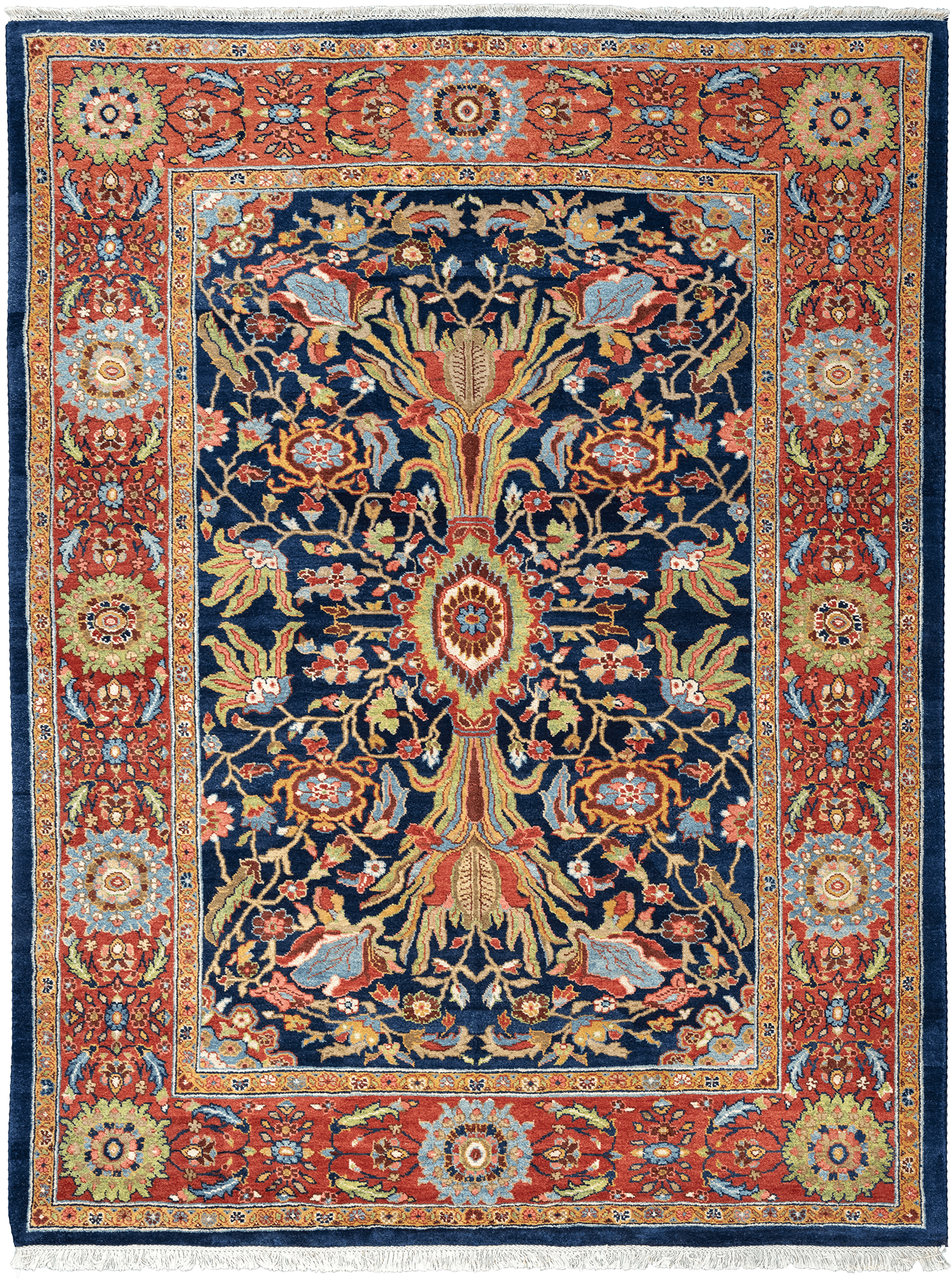 Heritage Sultanabad Rectangle Blue Rug 7x9 Wool-Cotton