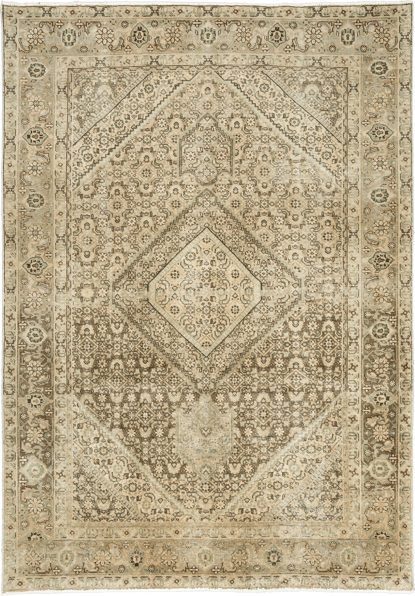 Modern Tabriz Rectangle Brown Rug 6x9 Wool-Cotton