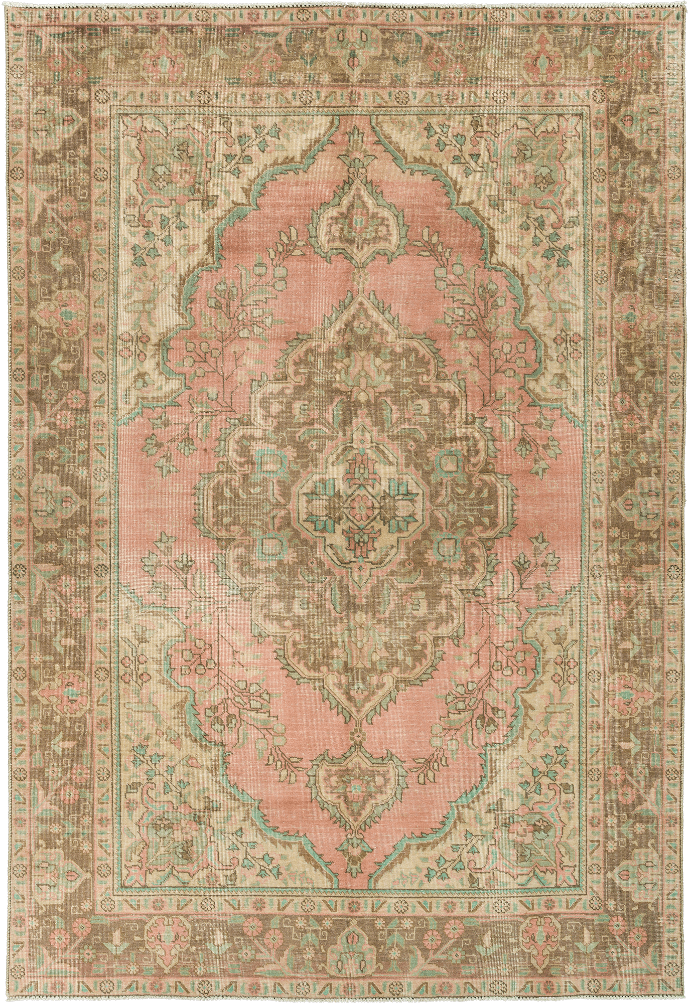 Patina Tabriz Rectangle Pink Rug 6x9 Wool-Cotton