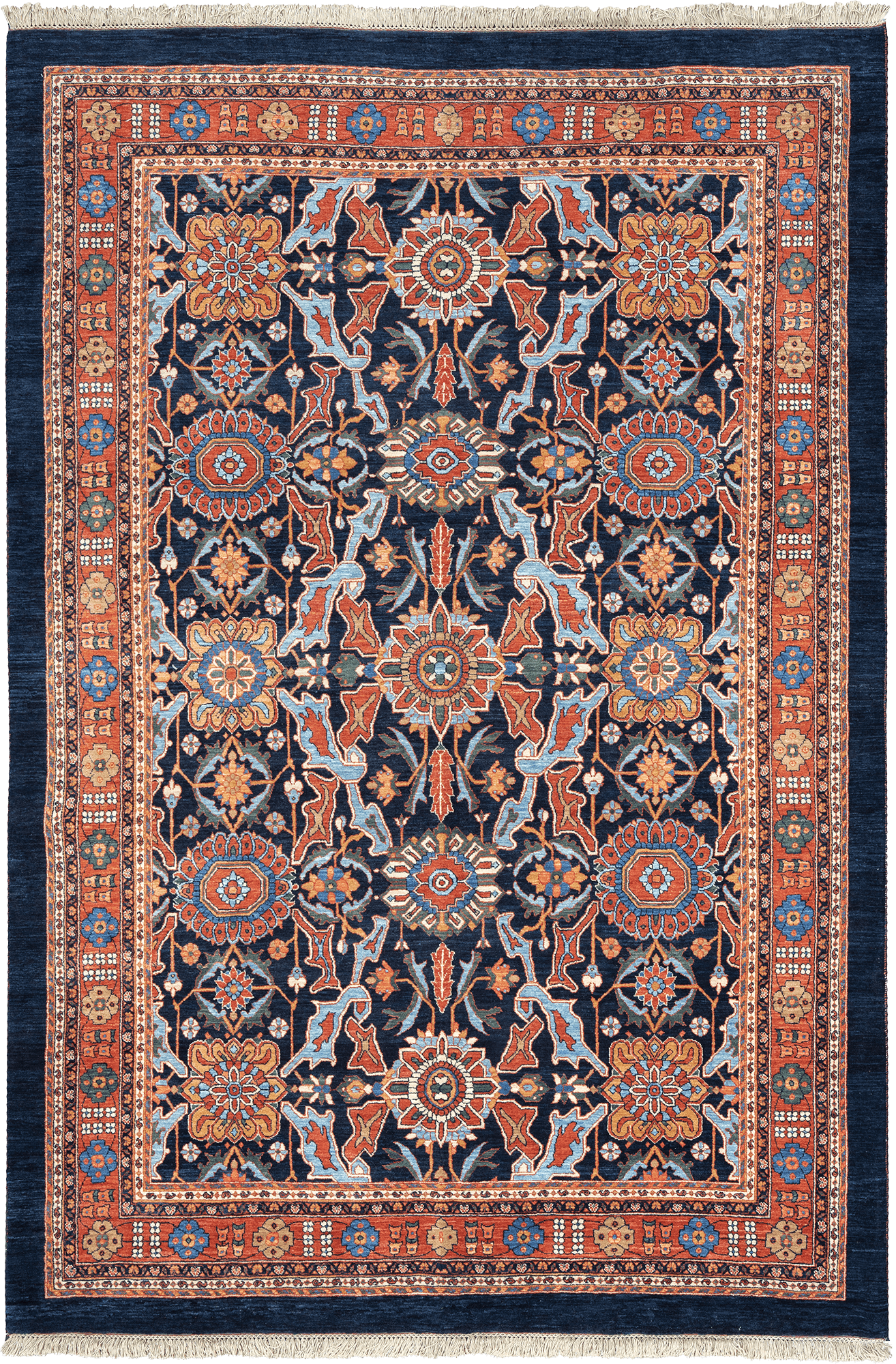 Heritage Bidjar Rectangle Blue Rug 7x10 Wool-Cotton