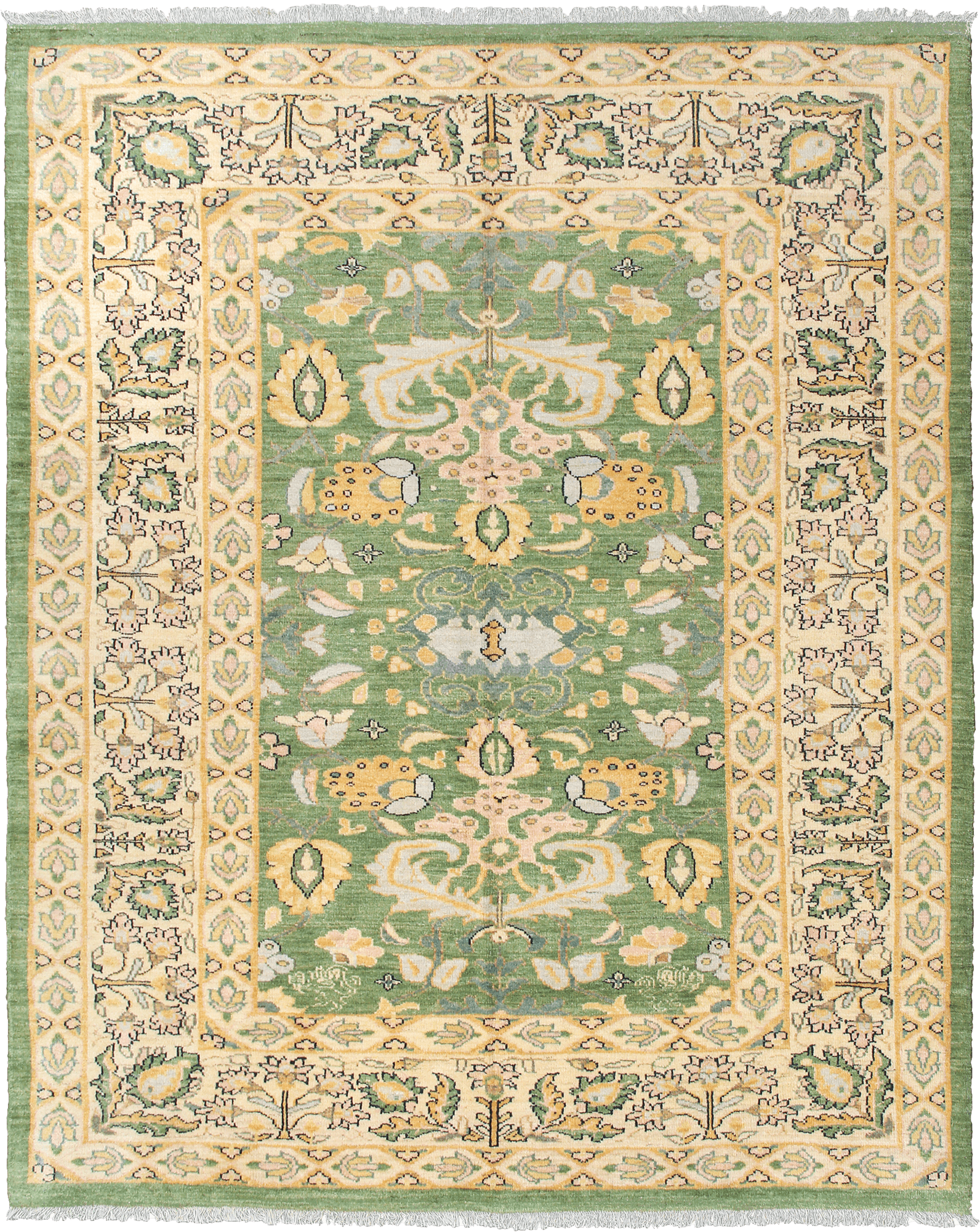 Heritage Sultanabad Rectangle Green Rug 8x9 Wool-Cotton