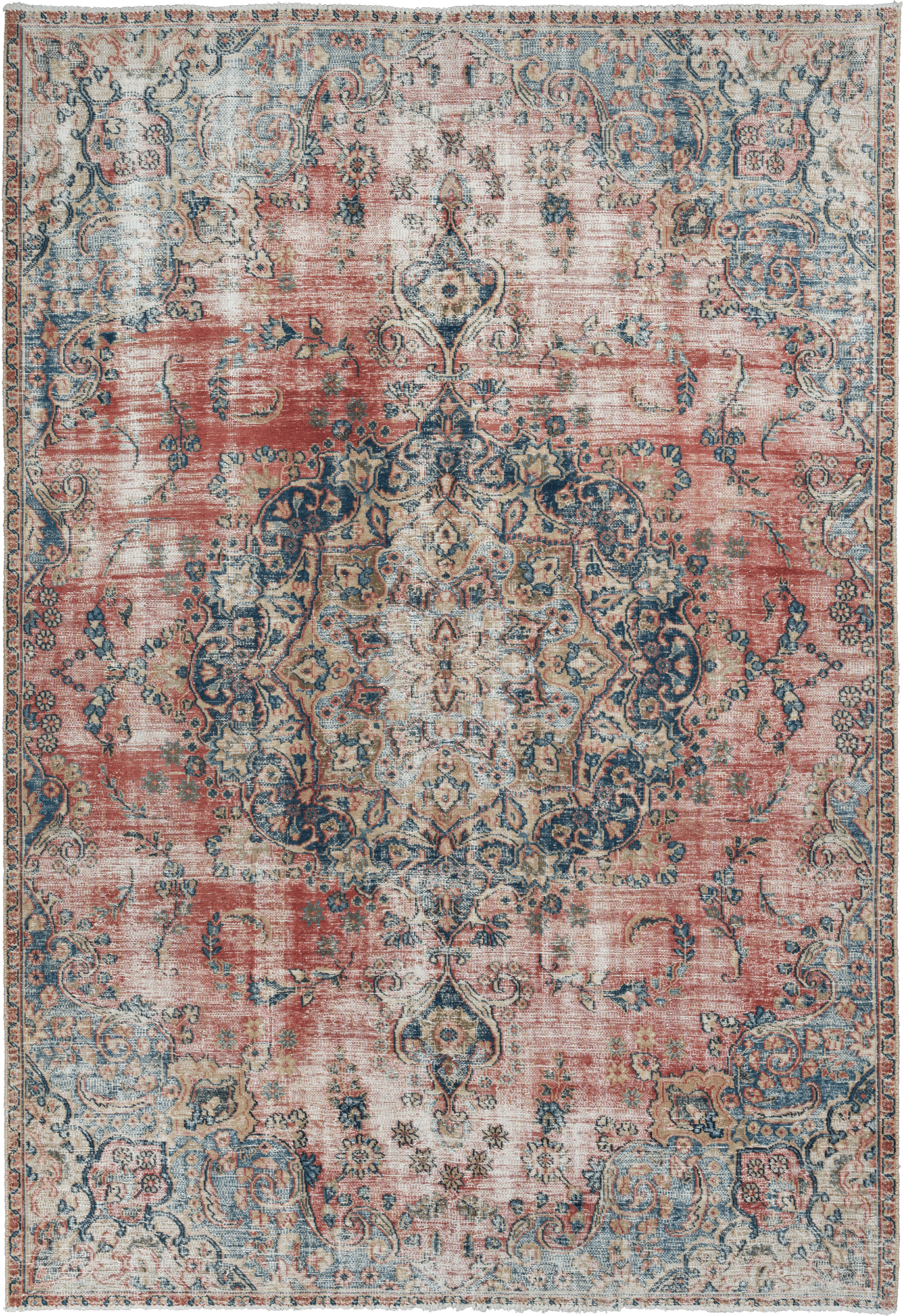 Modern Tabriz Rectangle Red Rug 7x10 Wool-Cotton