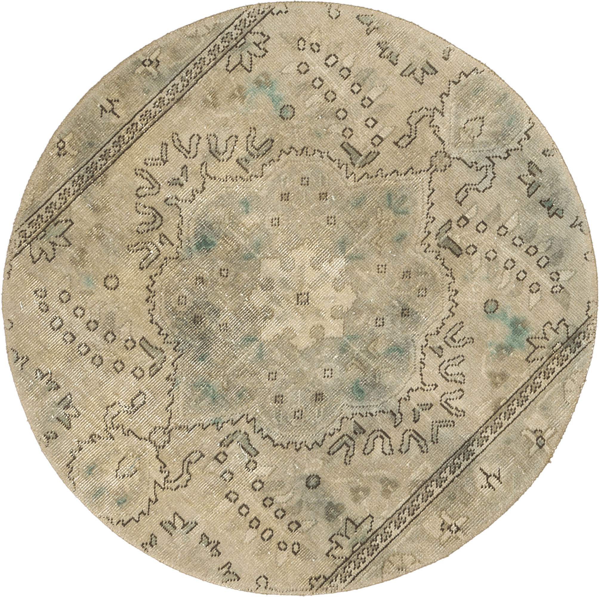 Modern Tabriz Round Grey Rug 3x3 Wool-Cotton