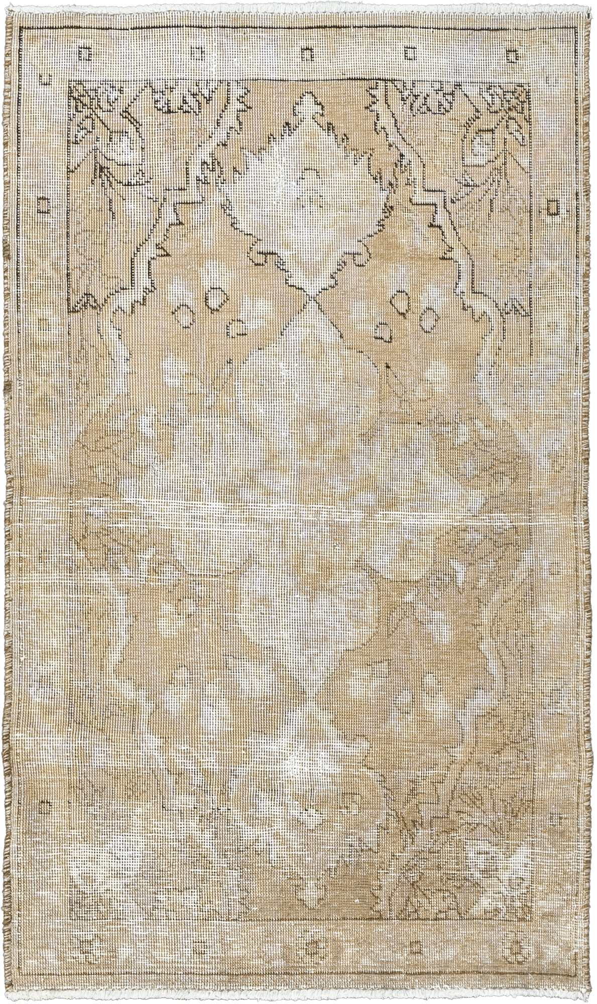 Modern Tabriz Rectangle Beige Rug 3x5 Wool-Cotton